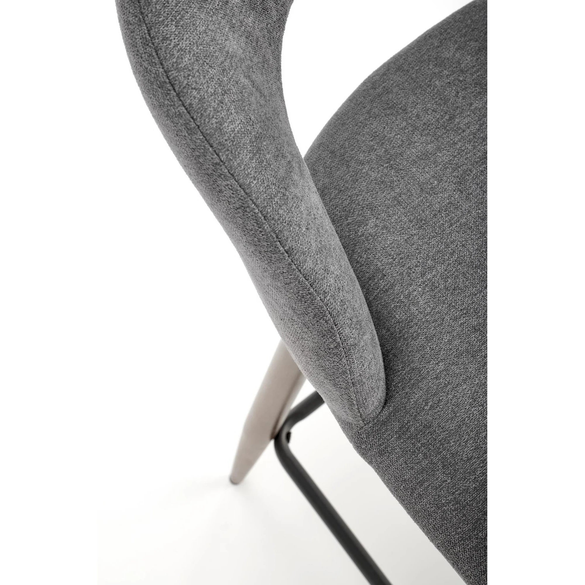 Scaun bucatarie insula H114, gri/nuc, stofa clasica/otel, 48x52x92 cm