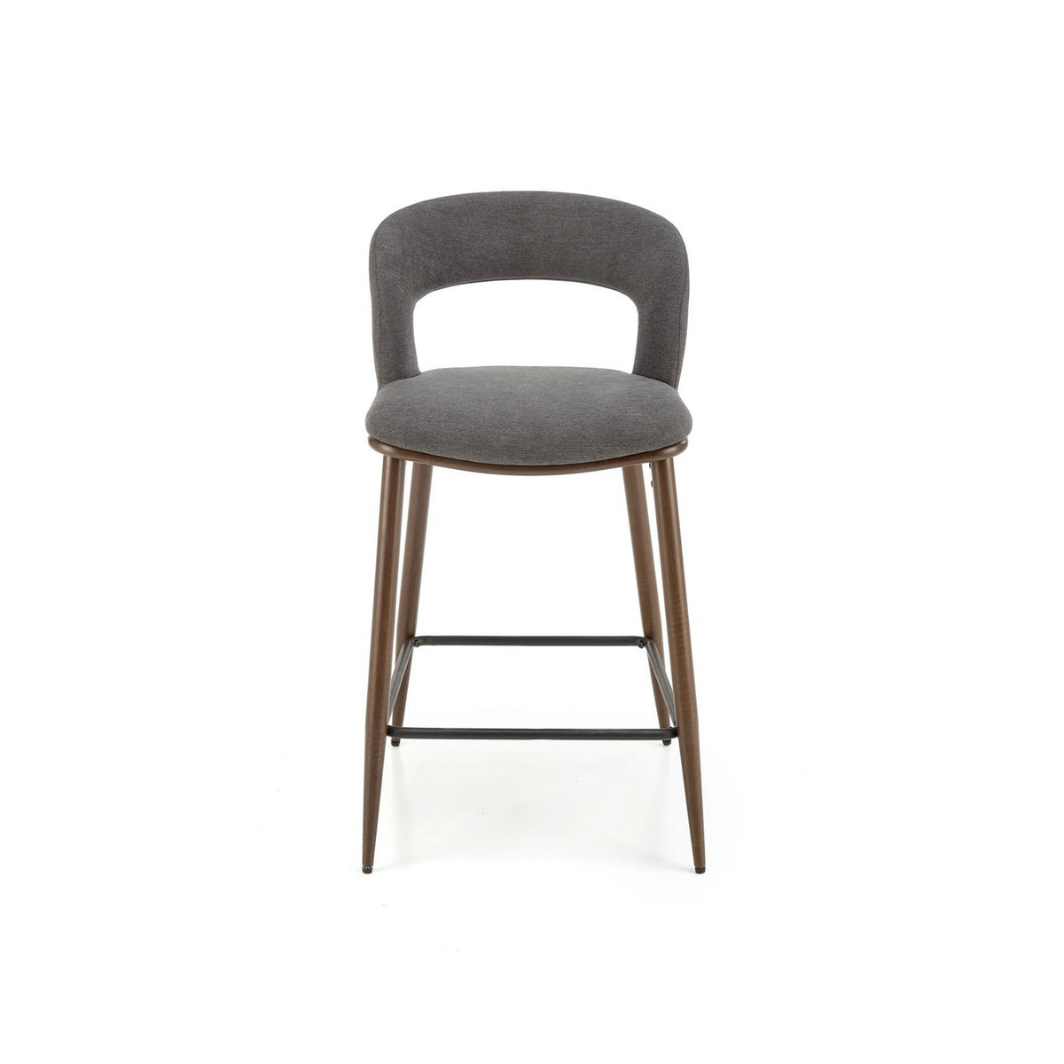 Scaun bucatarie insula H114, gri/nuc, stofa clasica/otel, 48x52x92 cm