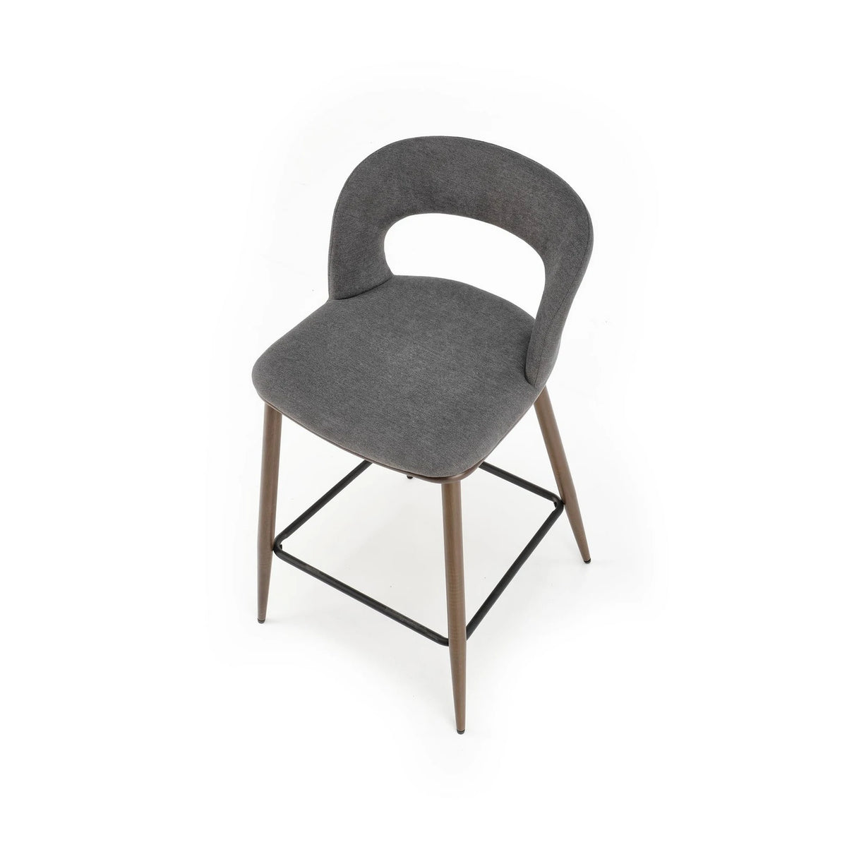 Scaun bucatarie insula H114, gri/nuc, stofa clasica/otel, 48x52x92 cm