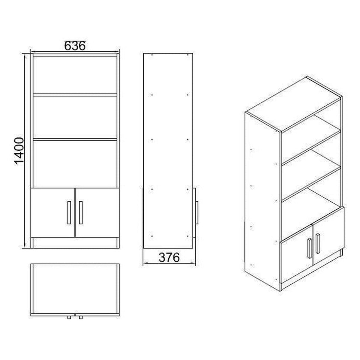 Biblioteca 956LCS1401, nuc/gri, PAL melaminat, 64x38x140 cm