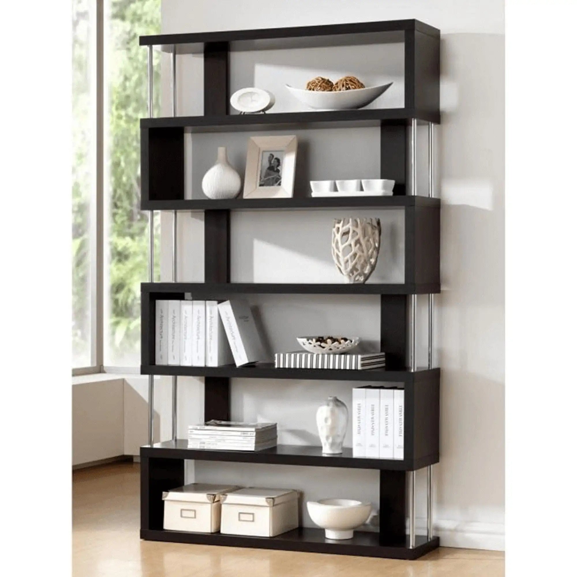 Biblioteca ALIS, negru, PAL, 110x29x191 cm