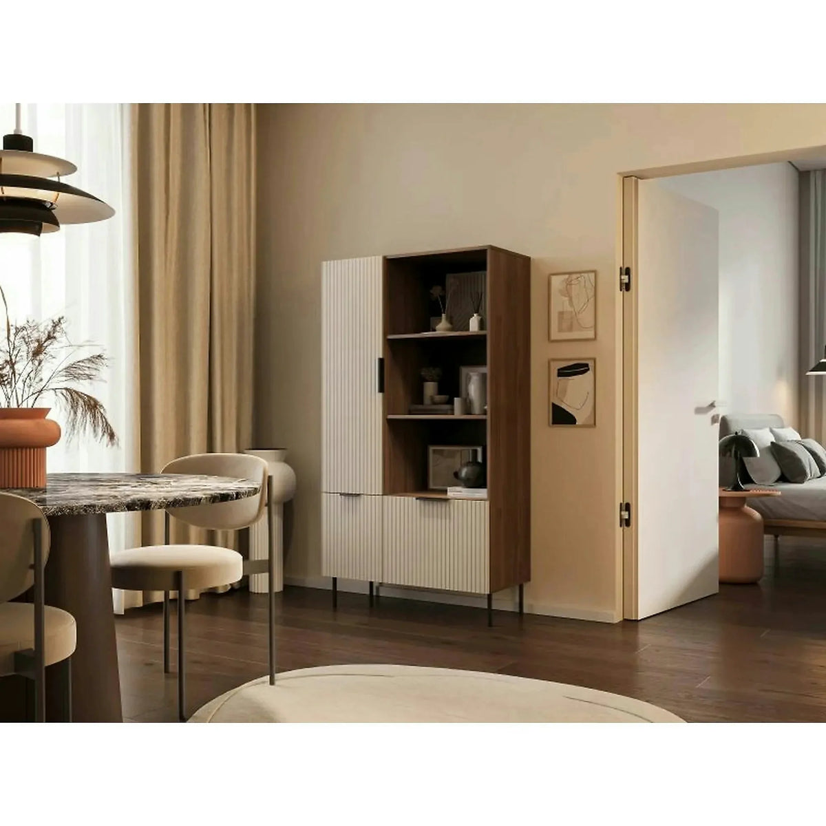 Biblioteca ALMERA TYP4, nuc/casmir, PAL laminat, 90x42x165 cm
