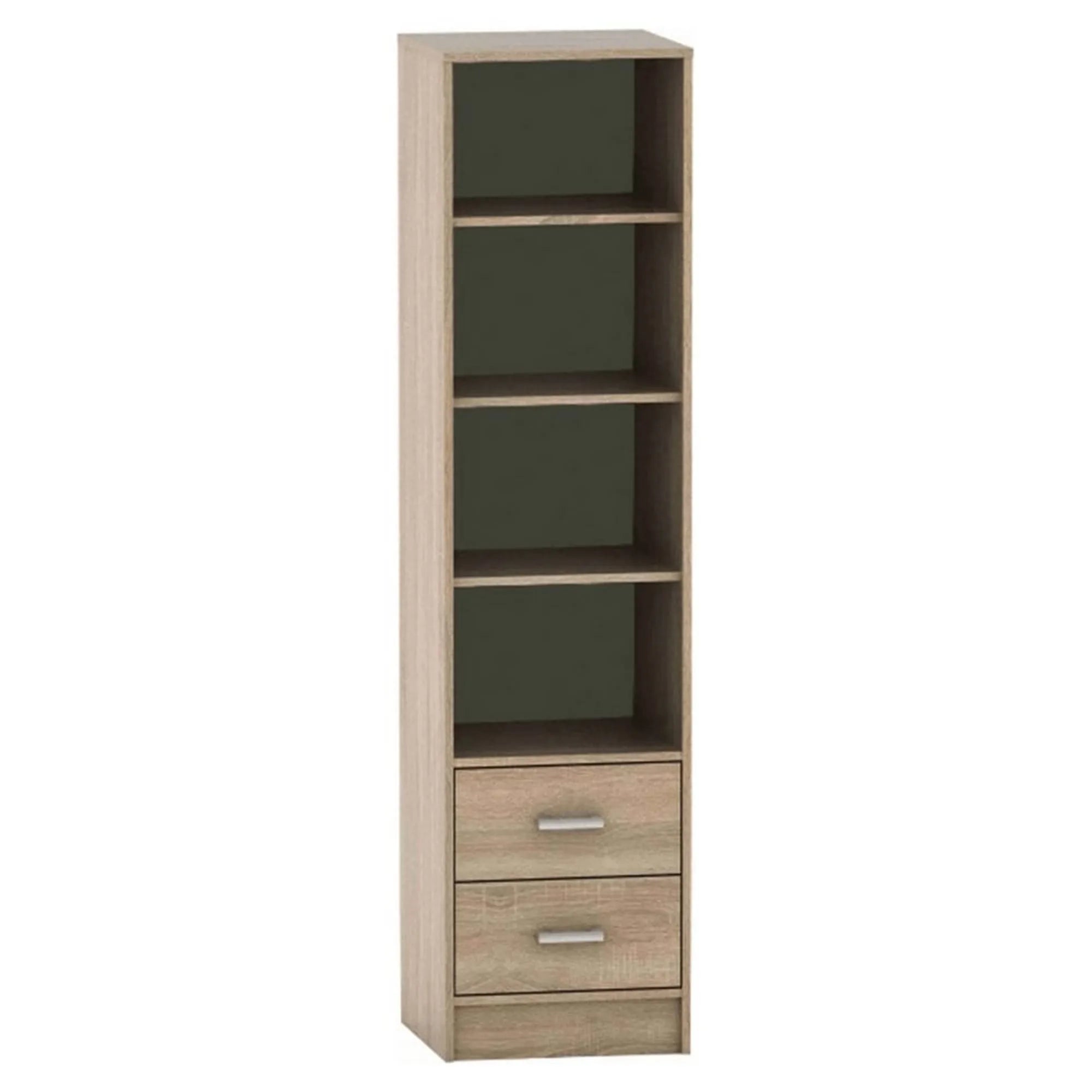 Biblioteca BETTY 4, stejar sonoma, DTD laminat, cu 2 sertare, 45x42x180 cm