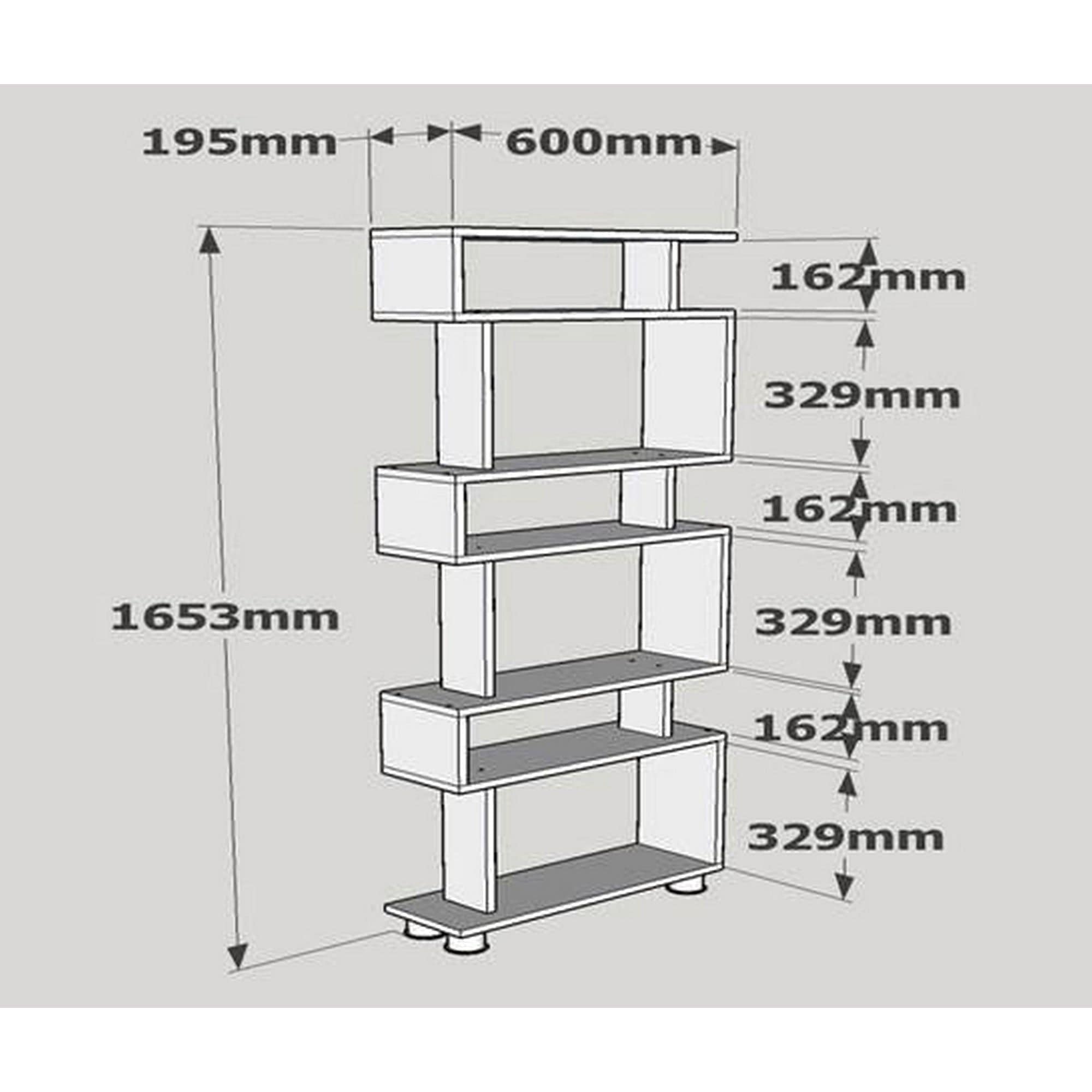 Biblioteca BLOK, alb, PAL melaminat, 60x20x165 cm