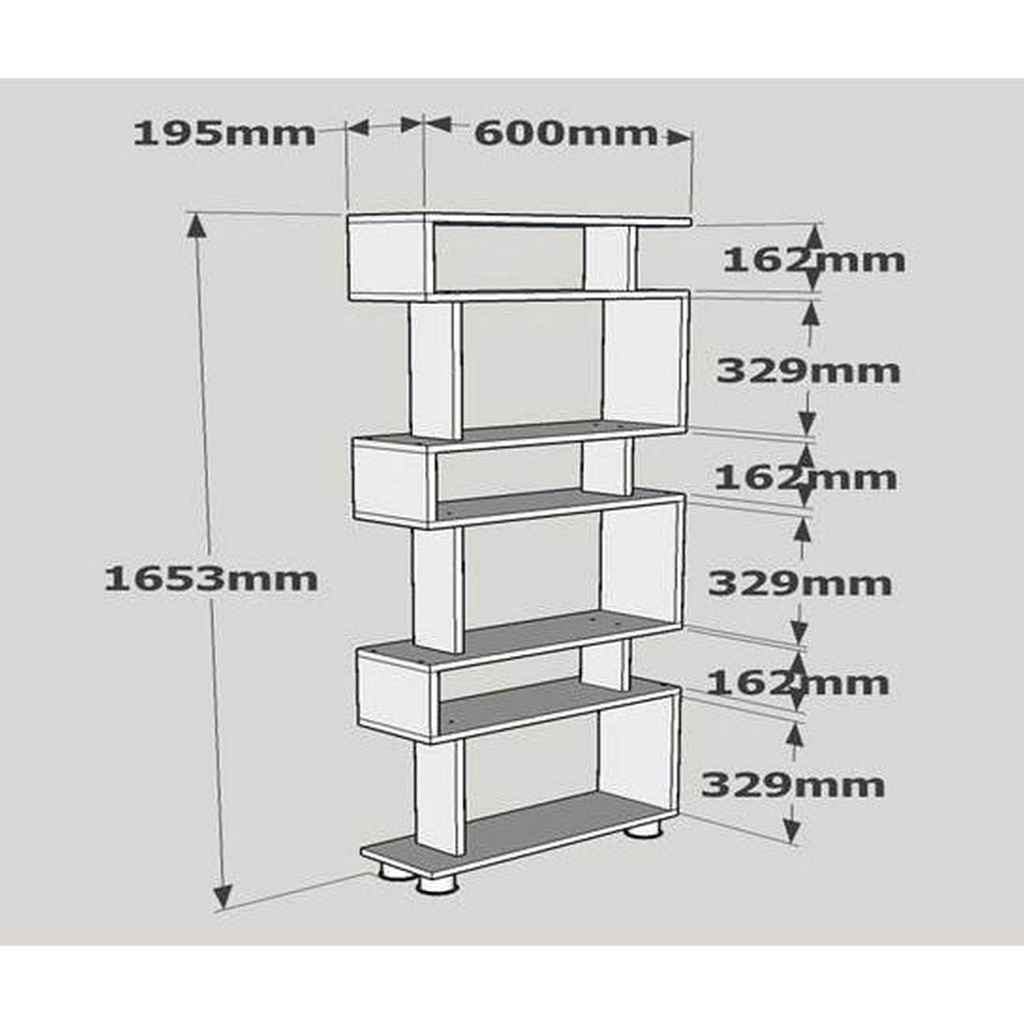 Biblioteca BLOK, alun/alb, PAL melaminat, 60x20x165 cm