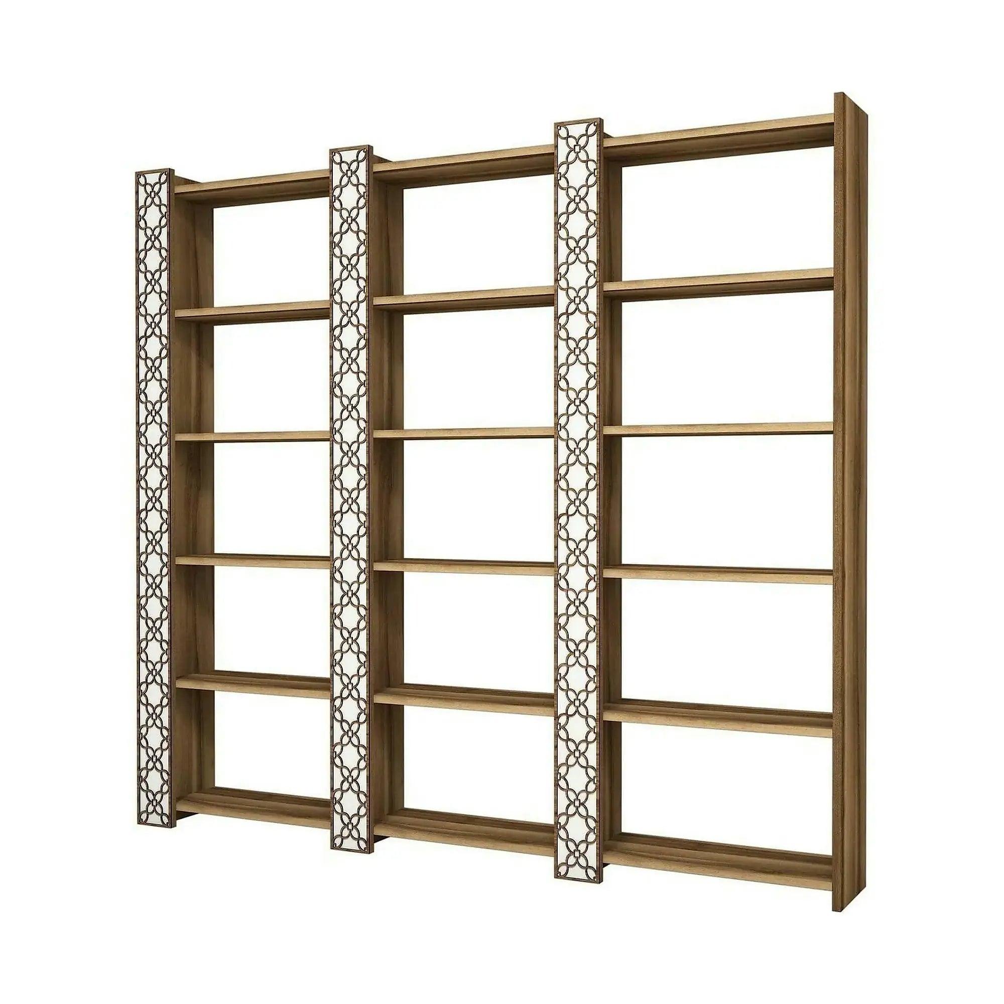 Biblioteca CITY 3, alb/alun, PAL melaminat, 185x24x170 cm