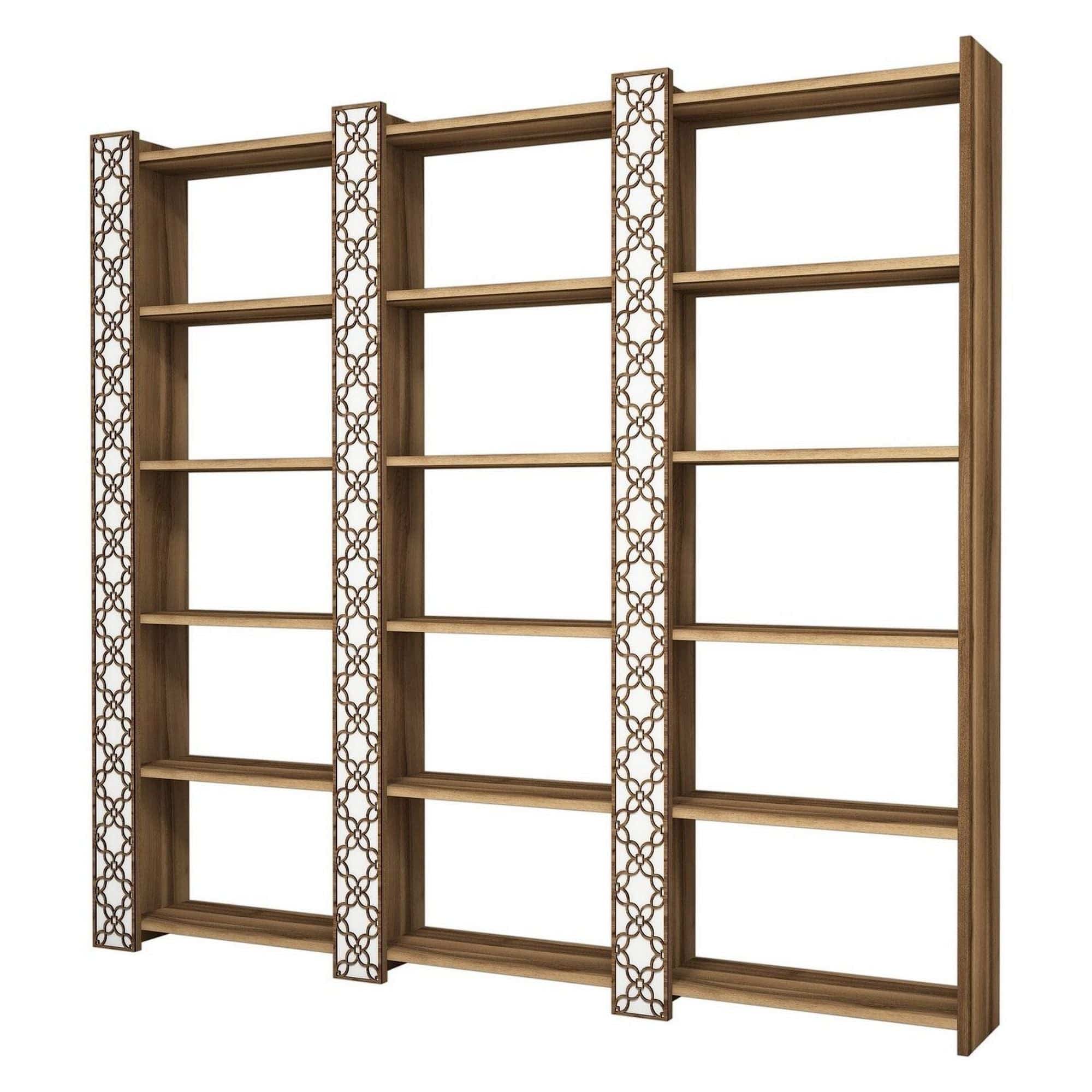 Biblioteca CITY 3, alb/alun, PAL melaminat, 185x24x170 cm