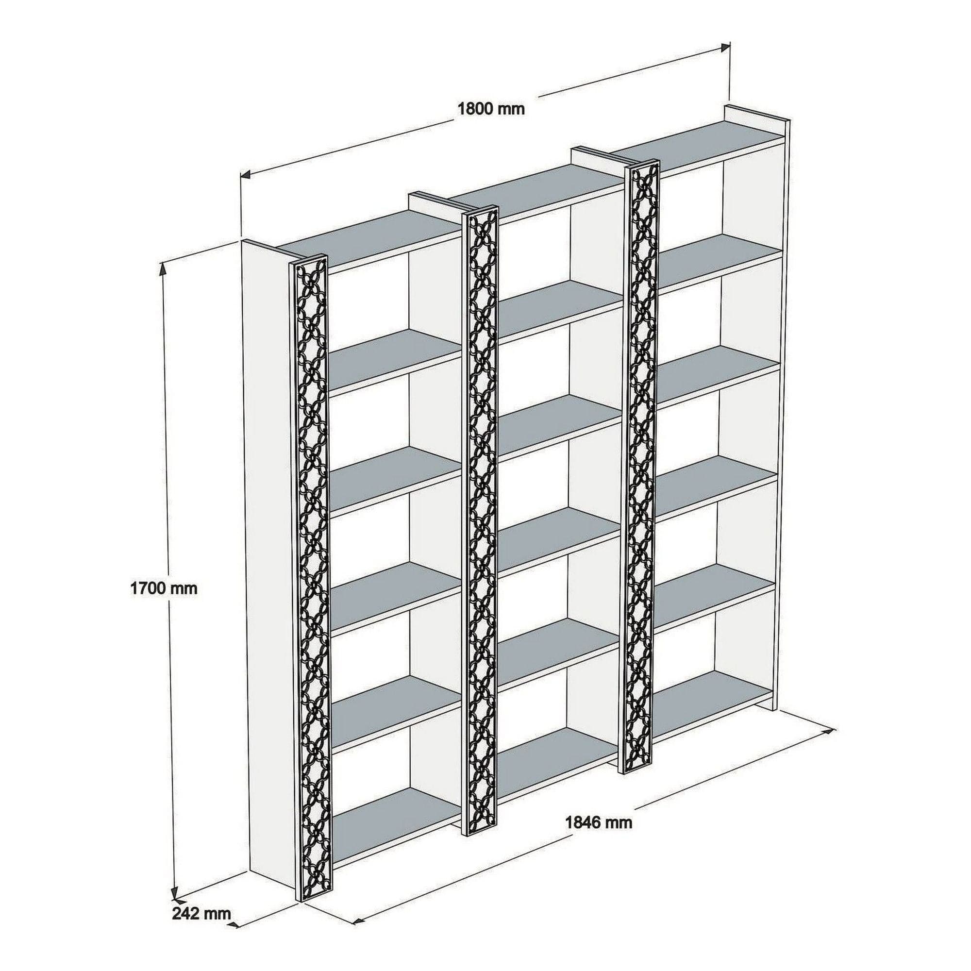 Biblioteca CITY 3, alb/alun, PAL melaminat, 185x24x170 cm