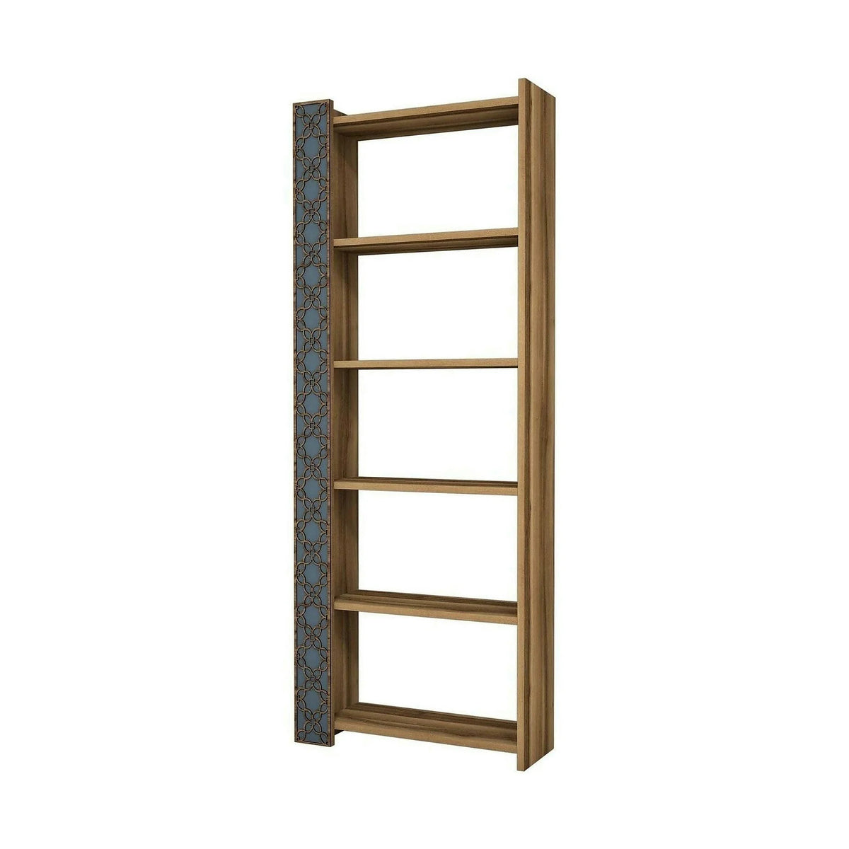 Biblioteca CITY, alun/albastru, PAL melaminat, 65x24x170 cm