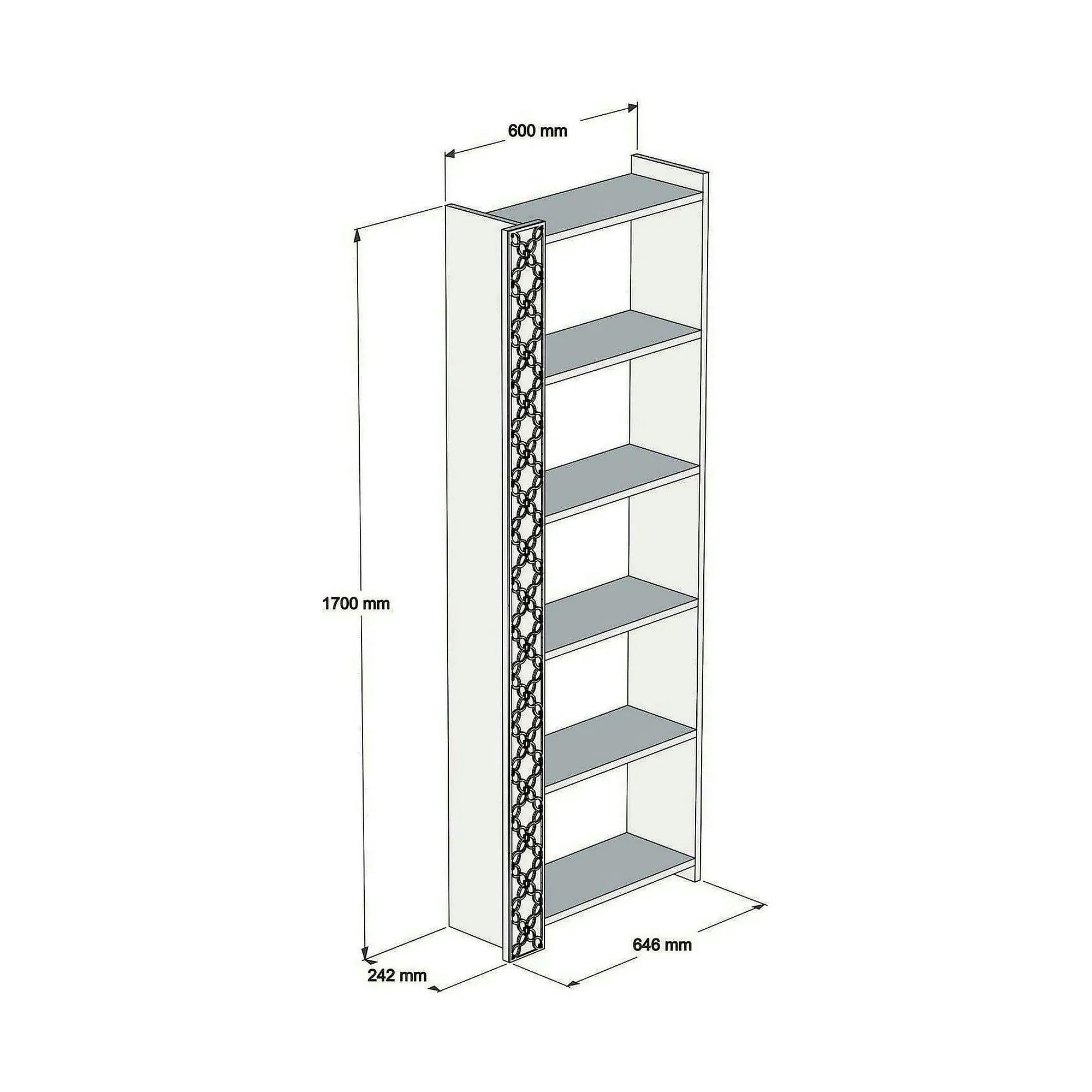 Biblioteca CITY, alun/albastru, PAL melaminat, 65x24x170 cm