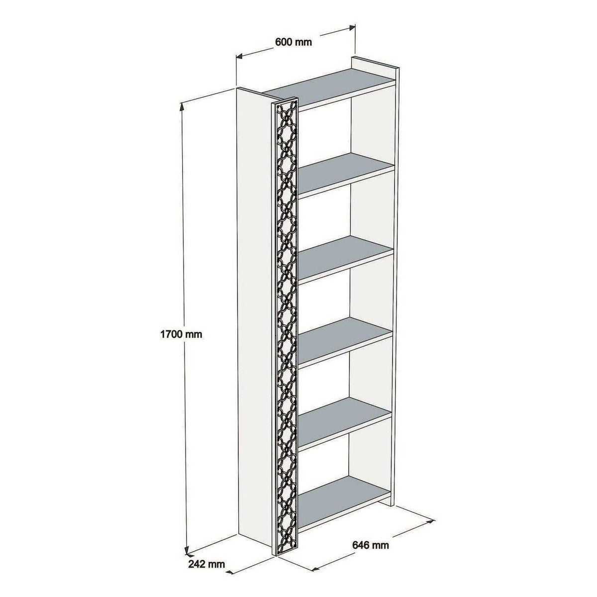 Biblioteca CITY, alun/albastru, PAL melaminat, 65x24x170 cm