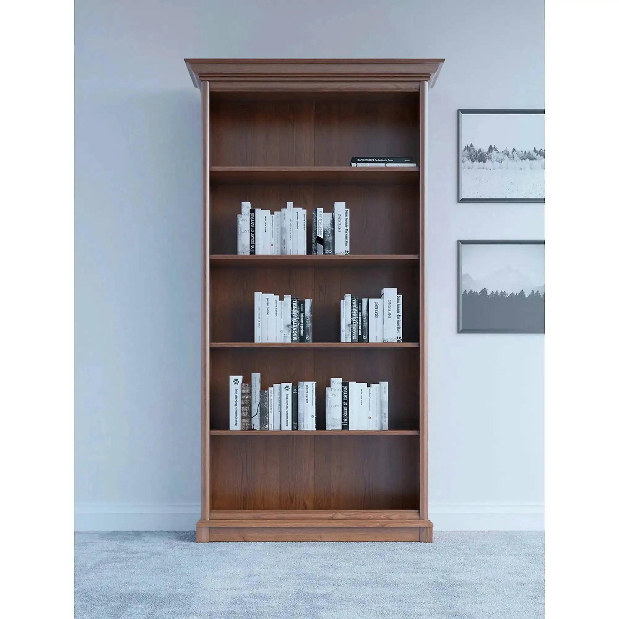 Biblioteca clasica living KENT, castan, PAL, 110x43x205 cm