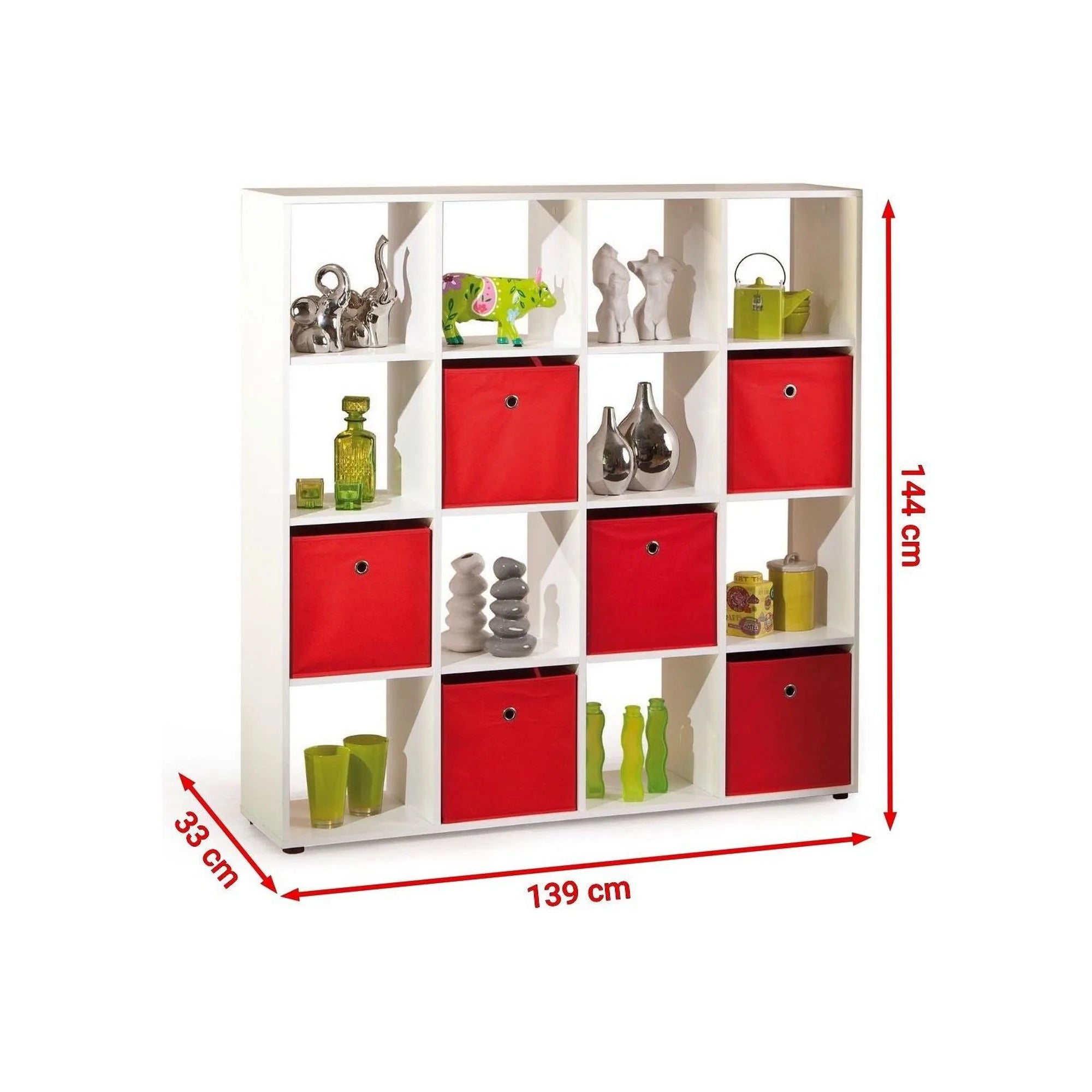 Biblioteca COBOTO 16, alb, PAL laminat, 139x33x144 cm