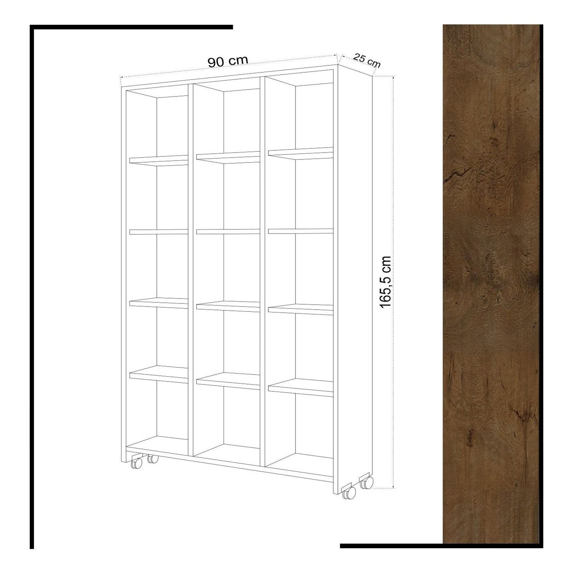 Biblioteca CROTONE, stejar/alb, PAL melaminat, 90x25x166 cm