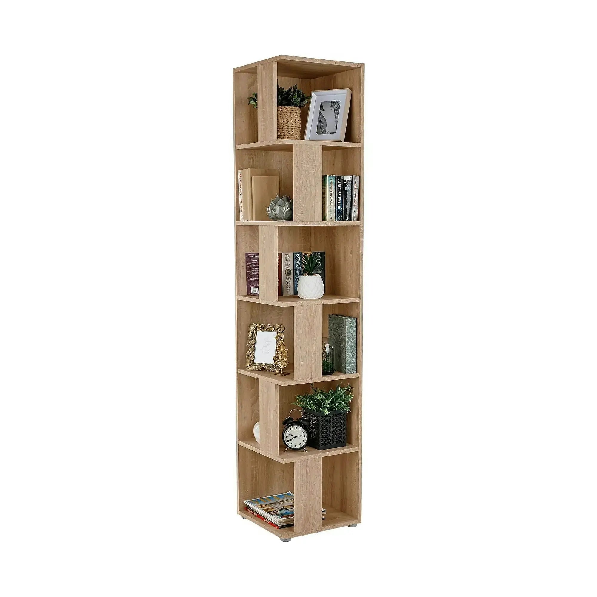 Biblioteca de colt KORIND, stejar sonoma, DTD laminat, 38x38x186 cm