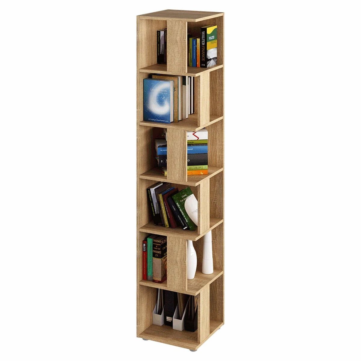 Biblioteca de colt KORIND, stejar sonoma, DTD laminat, 38x38x186 cm