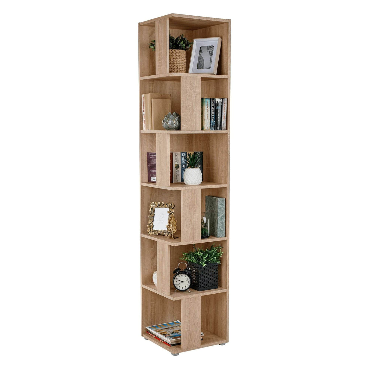 Biblioteca de colt KORIND, stejar sonoma, DTD laminat, 38x38x186 cm