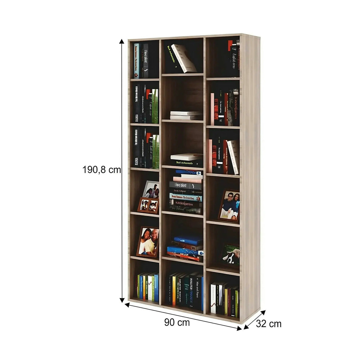 Biblioteca DUNAJ TIP 13, stejar sonoma, DTD laminat, 90x32x191 cm
