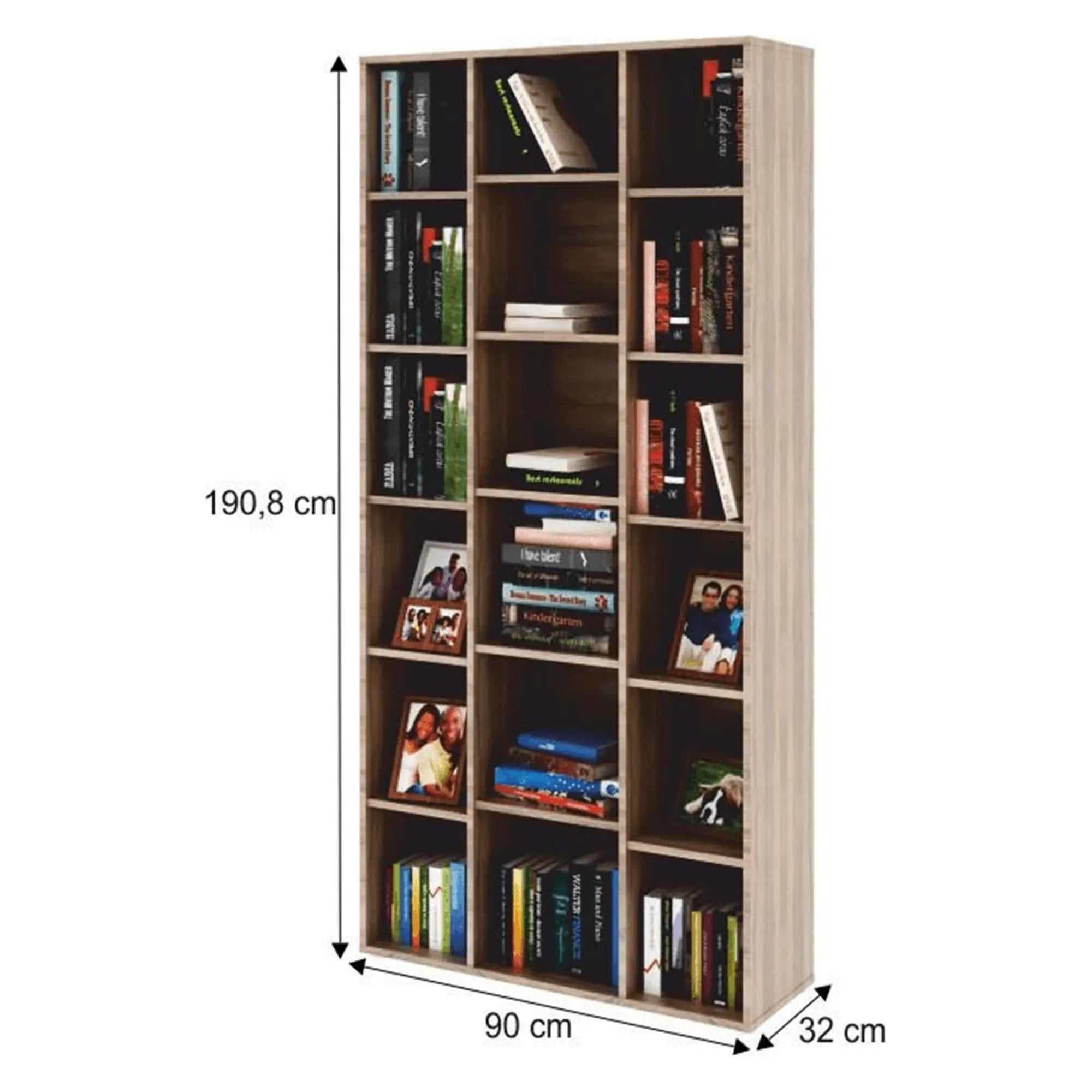Biblioteca DUNAJ TIP 13, stejar sonoma, DTD laminat, 90x32x191 cm