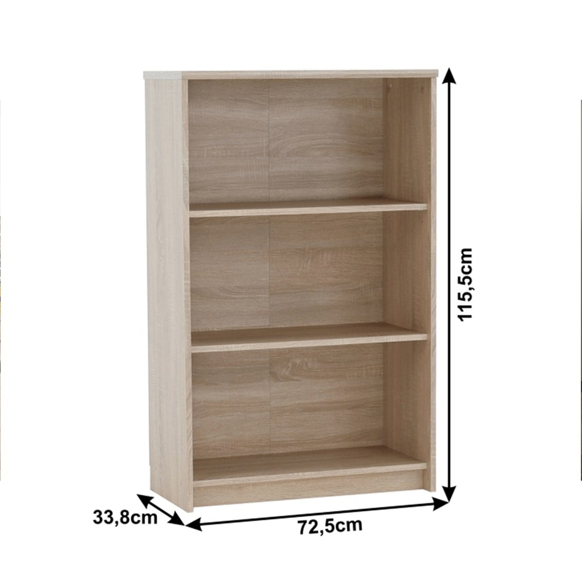 Biblioteca JOHAN 2 NEW 03, stejar sonoma, PAL melaminat, 73x34x116 cm