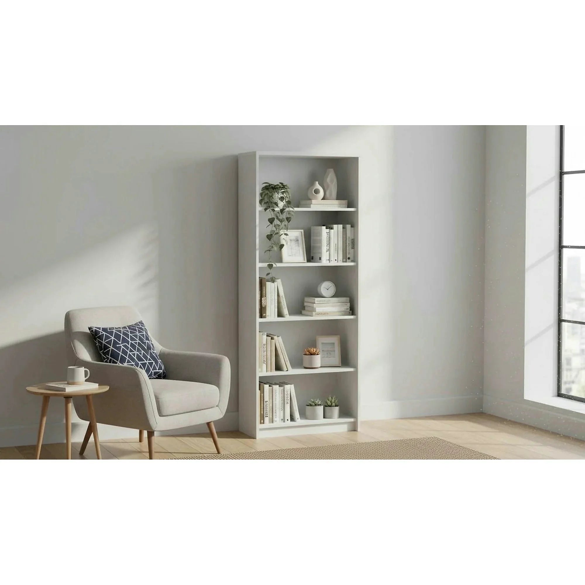 Biblioteca JOHAN 2 NEW 04, alb, DTD laminat, 73x34x186 cm