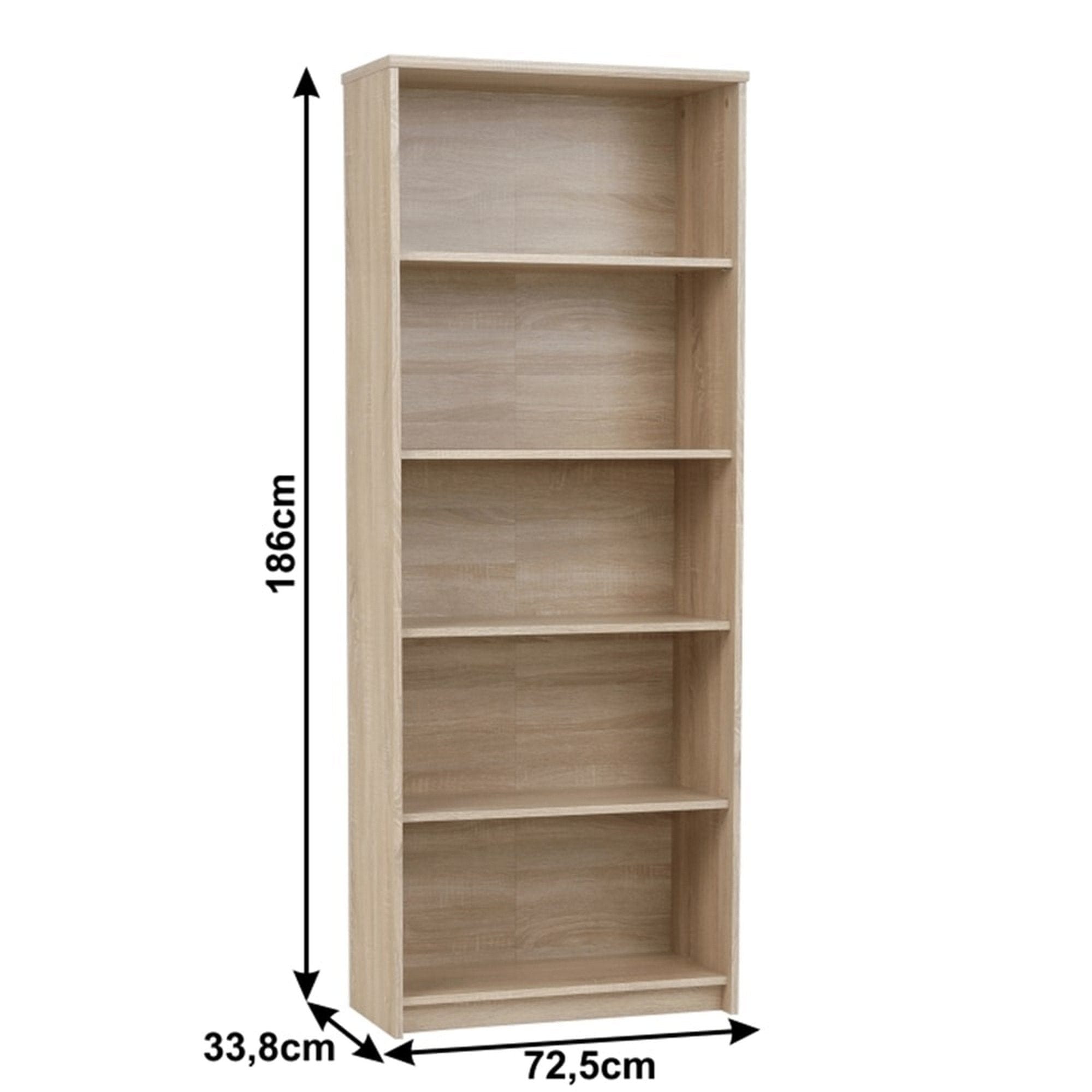 Biblioteca JOHAN 2 NEW 04, stejar sonoma, PAL melaminat, 73x34x186 cm