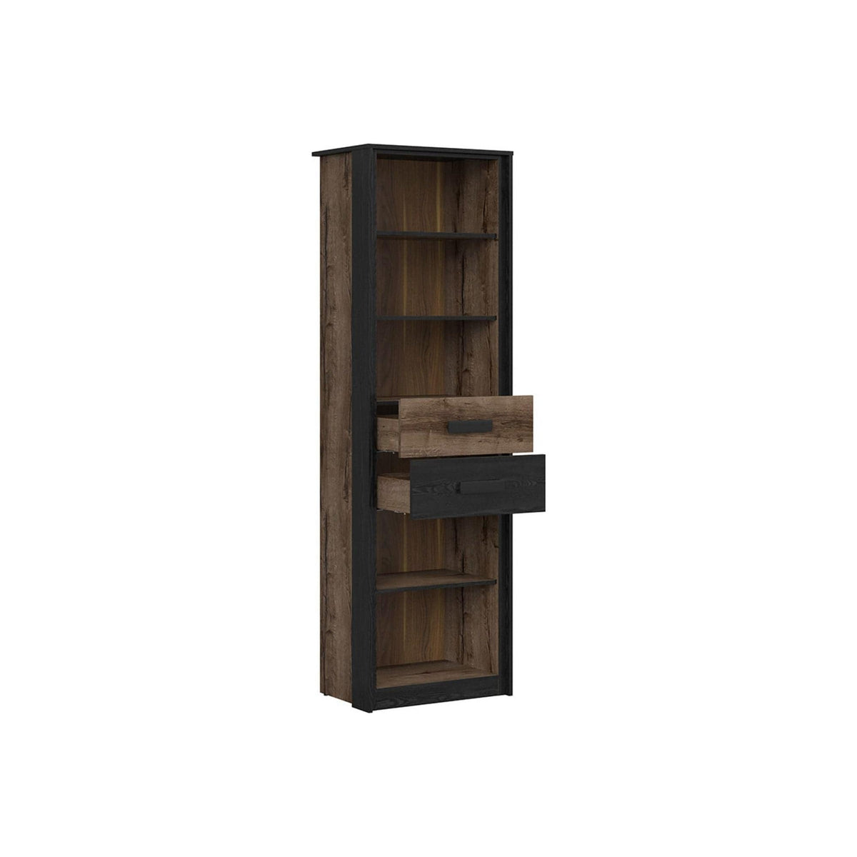 Biblioteca KASSEL, nuc/negru, PAL, 60x41x195 cm