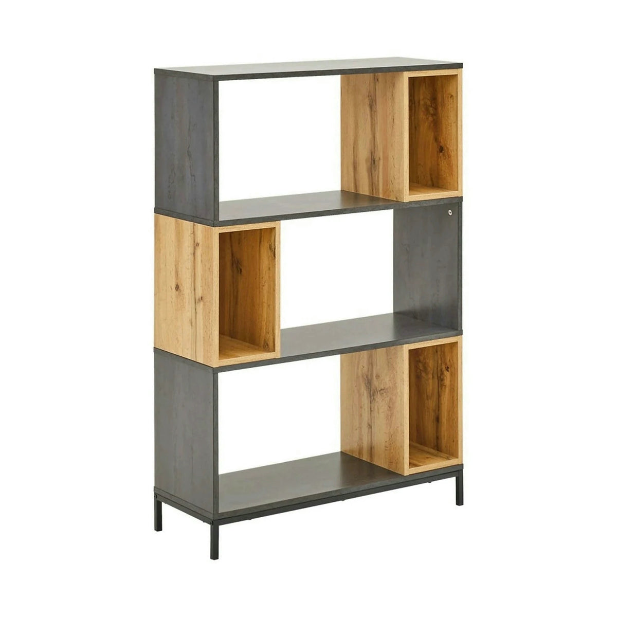 Biblioteca KIKO, stejar/gri antracit, 80x30x121 cm