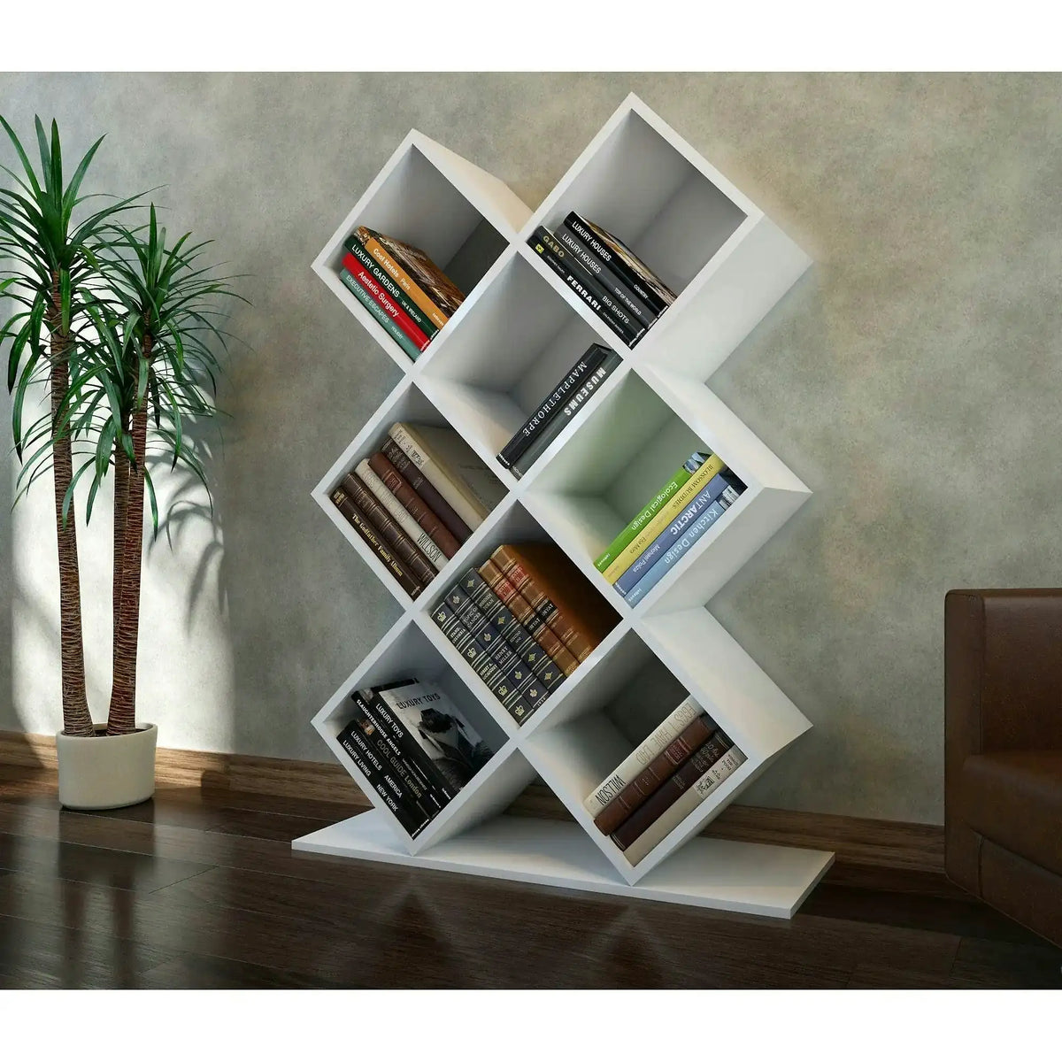 Biblioteca KUMSAL, alb, PAL melaminat, 90x20x129 cm