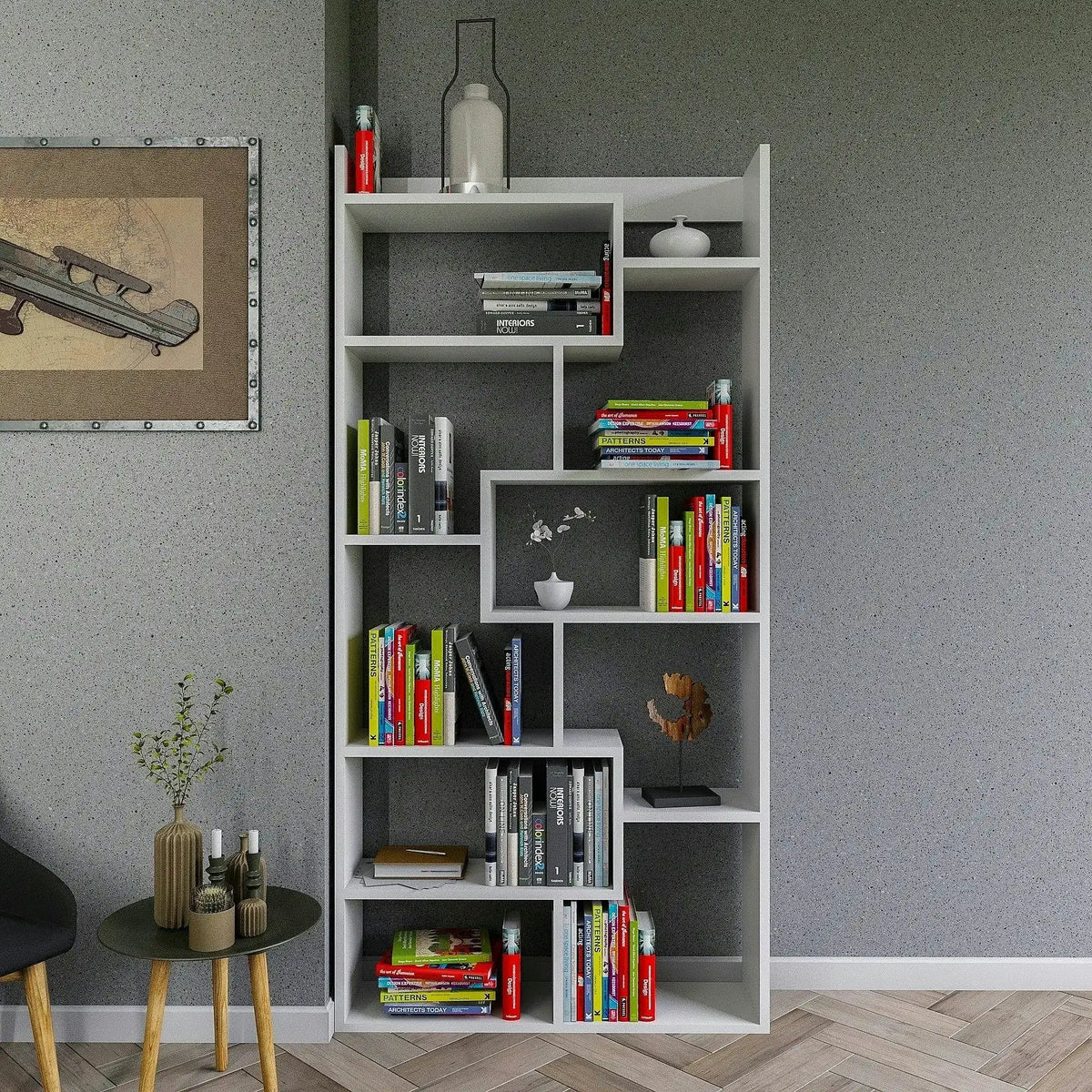 Biblioteca KUTTAP, alb, PAL melaminat, 90x22x182 cm