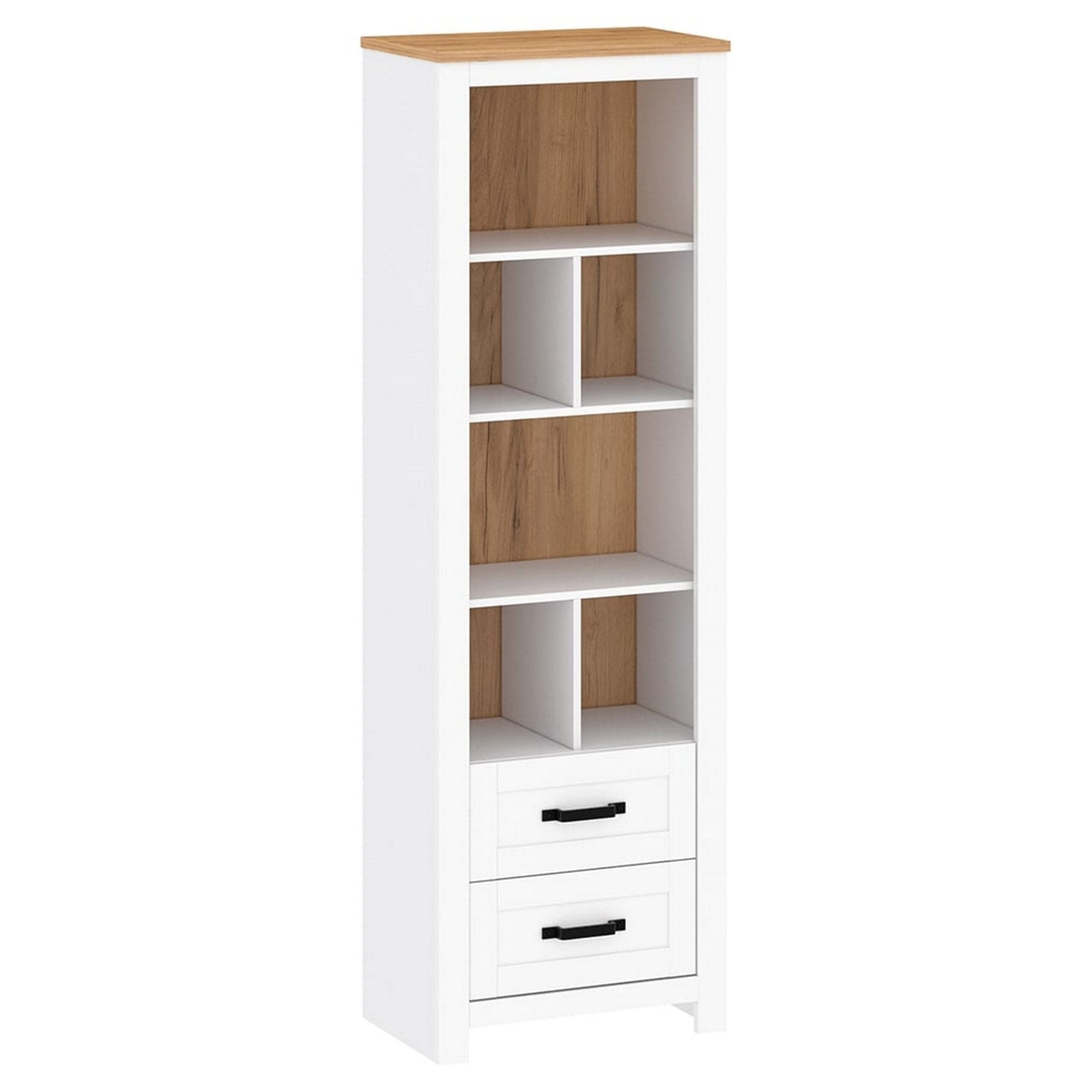 Biblioteca LANZETTE R, alb/stejar craft auriu, DTD laminat, 64x41x200 cm