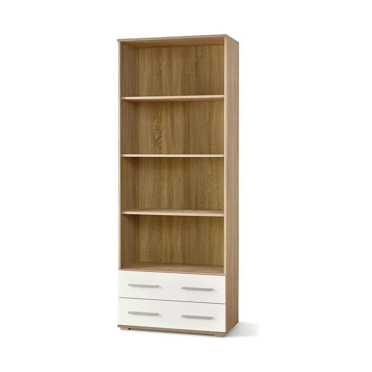 Biblioteca LIMA, alb/stejar sonoma, PAL laminat, 77x40x200 cm
