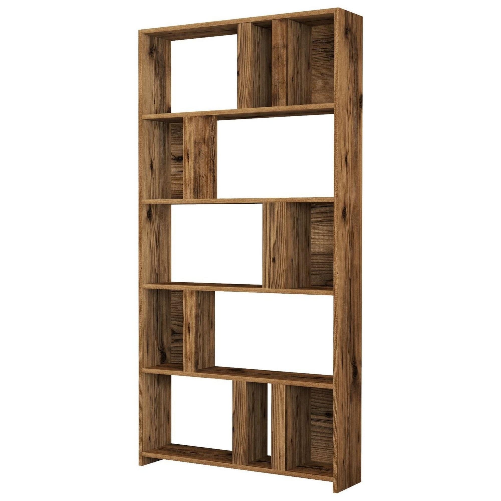 Biblioteca LIMA, nuc, PAL melaminat, 90x20x180 cm