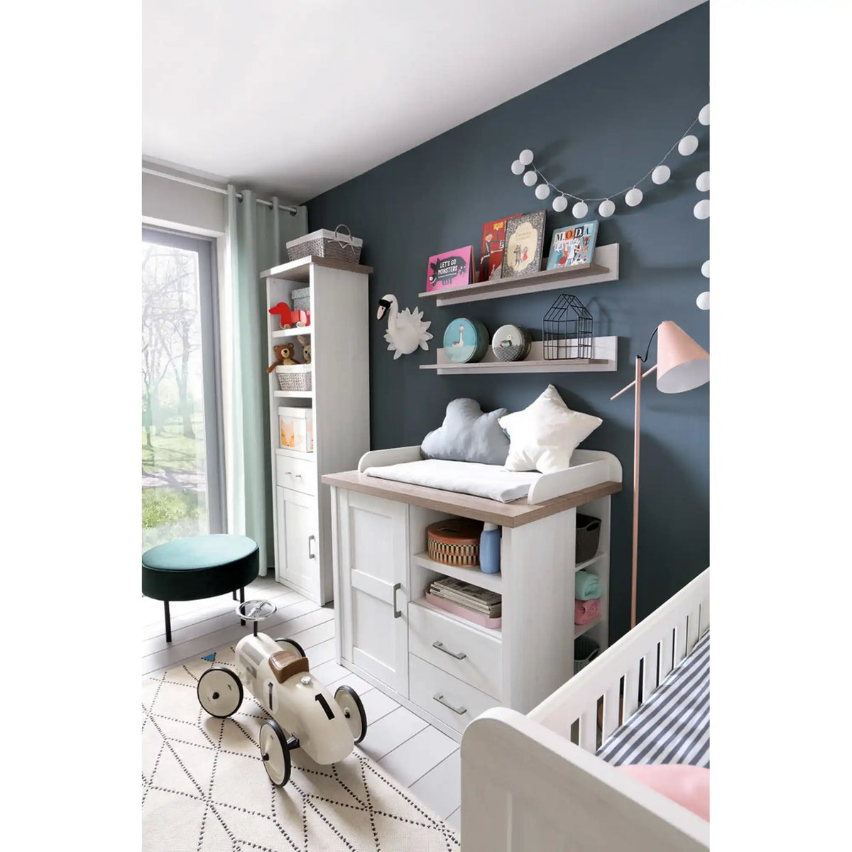 Biblioteca LUCA JUZI, zada sibiu deschis, PAL laminat, 60x43x201 cm