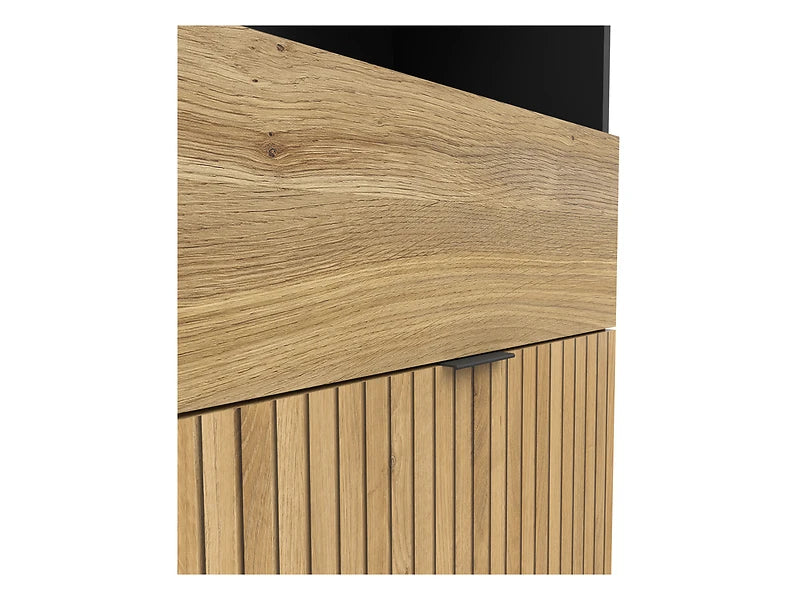 Biblioteca LUEN, stejar/negru, PAL laminat, 57x40x196 cm