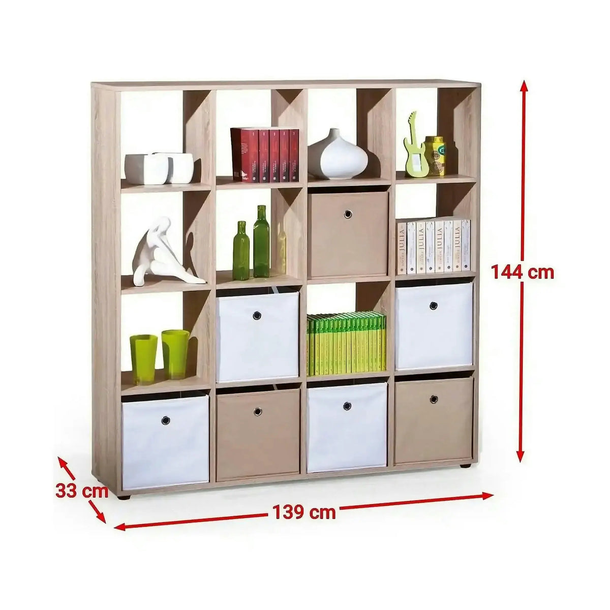 Biblioteca LUINI 16, stejar sonoma, PAL laminat, 139x33x144 cm