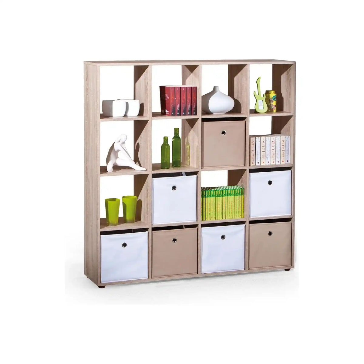 Biblioteca LUINI 16, stejar sonoma, PAL laminat, 139x33x144 cm