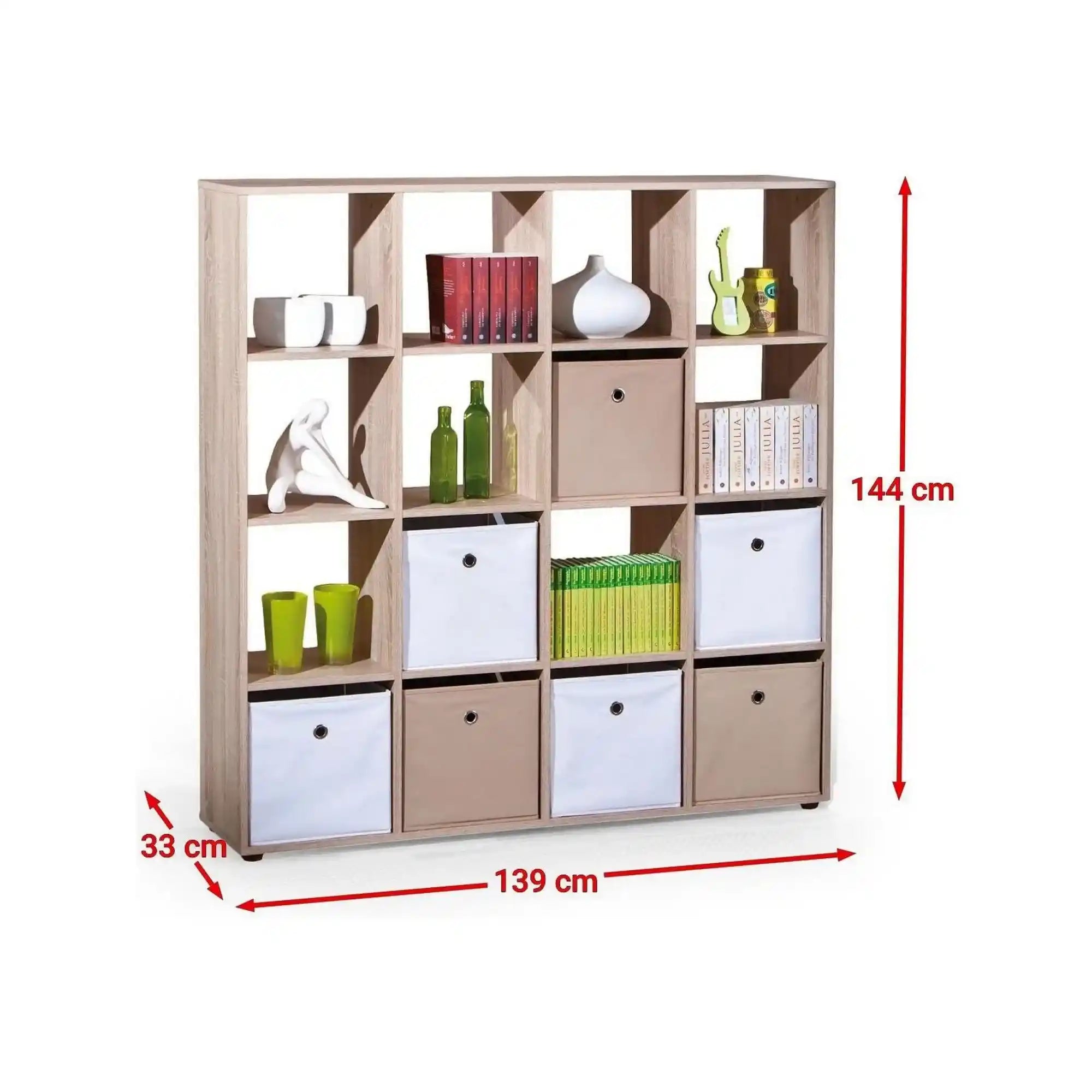 Biblioteca LUINI 16, stejar sonoma, PAL laminat, 139x33x144 cm