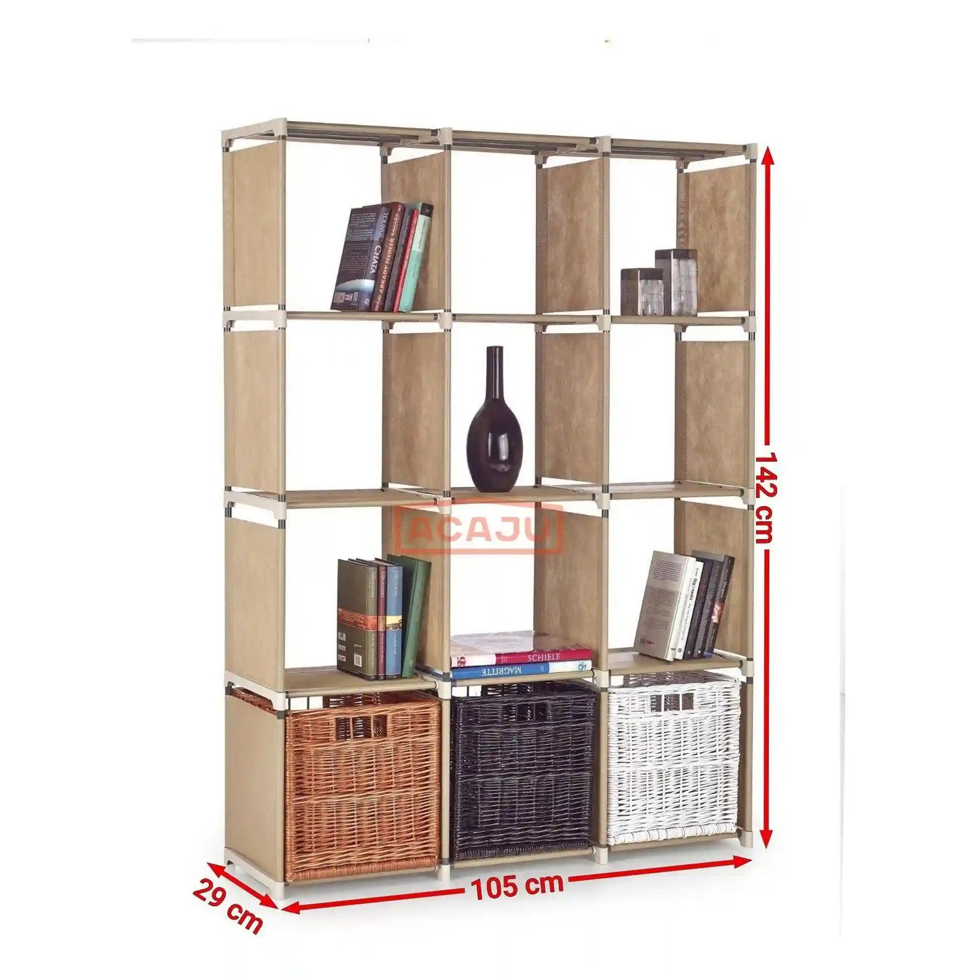 Biblioteca METRO, bej, otel, 105x29x142 cm