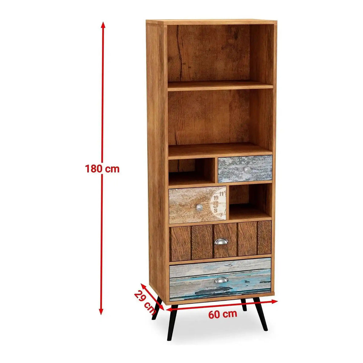 Biblioteca MEZO REG1, multicolor, PAL laminat, 60x29x180 cm