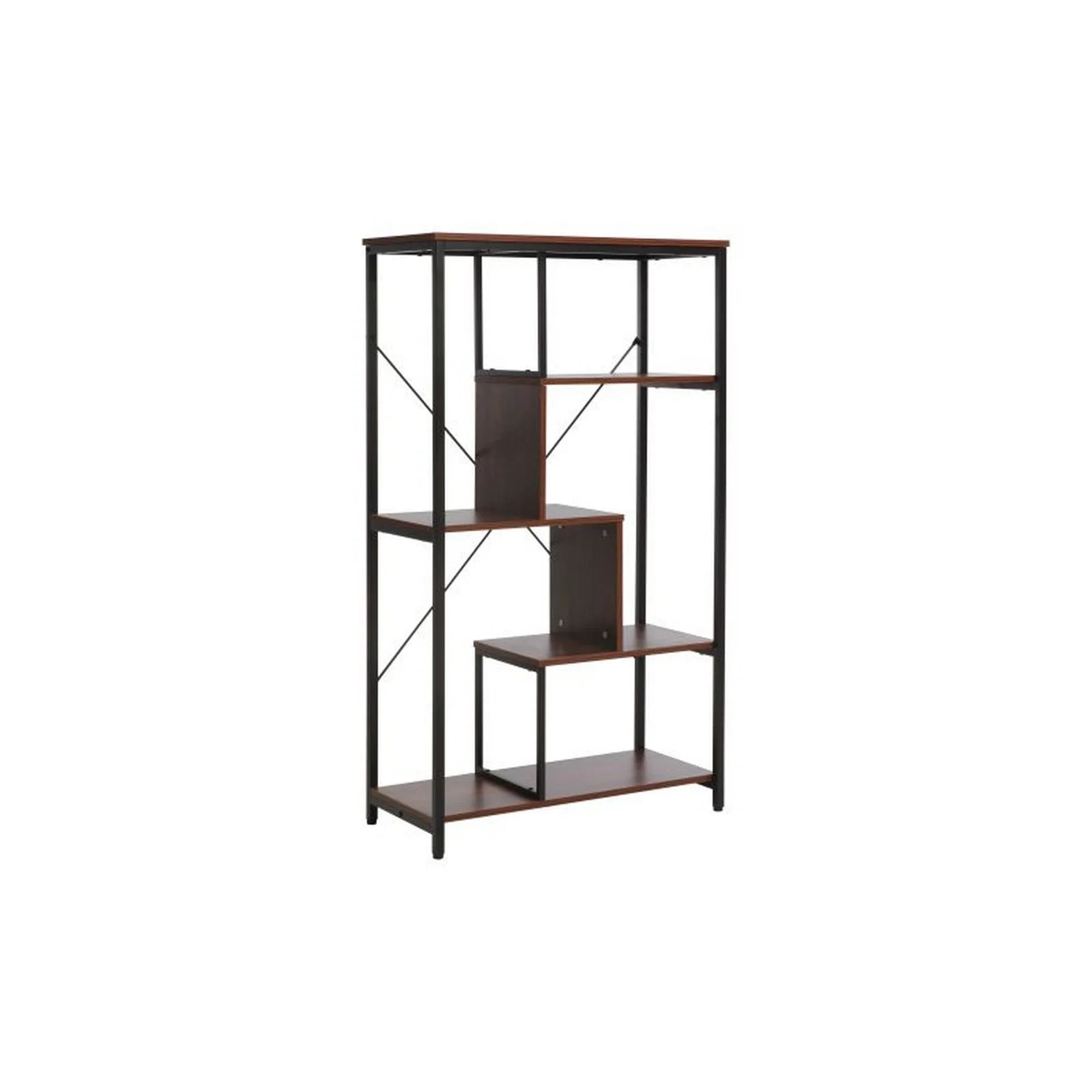 Biblioteca NET A, nuc/negru, PAL laminat/metal, 85x35x163 cm