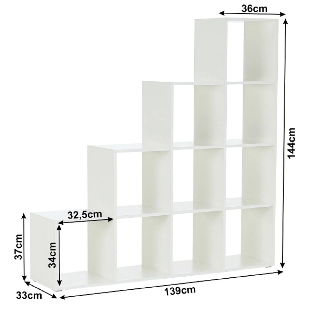 Biblioteca NORAH, alb, PAL melaminat, 139x33x144 cm