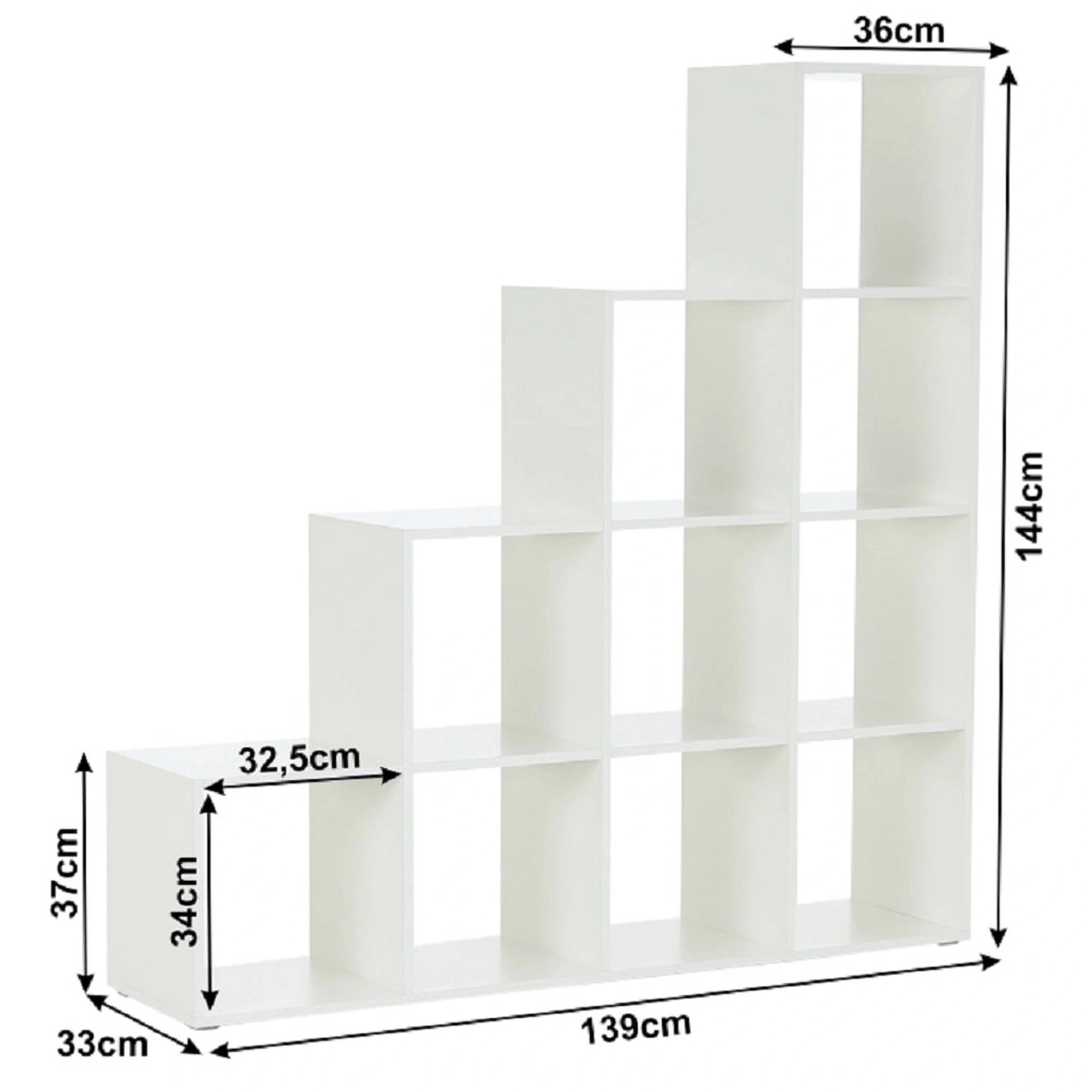 Biblioteca NORAH, alb, PAL melaminat, 139x33x144 cm