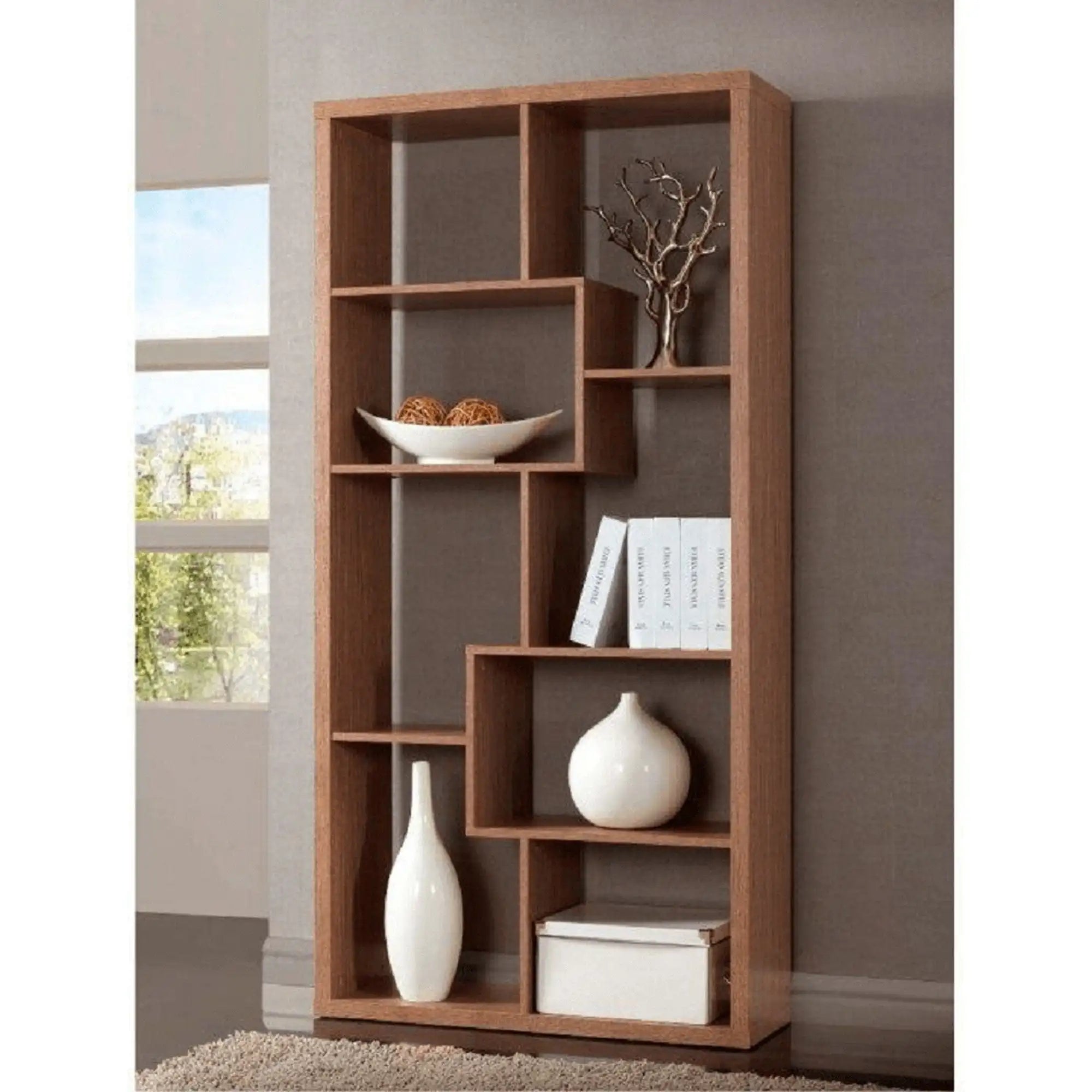 Biblioteca ODYN, cires, PAL laminat, 89x29x180 cm