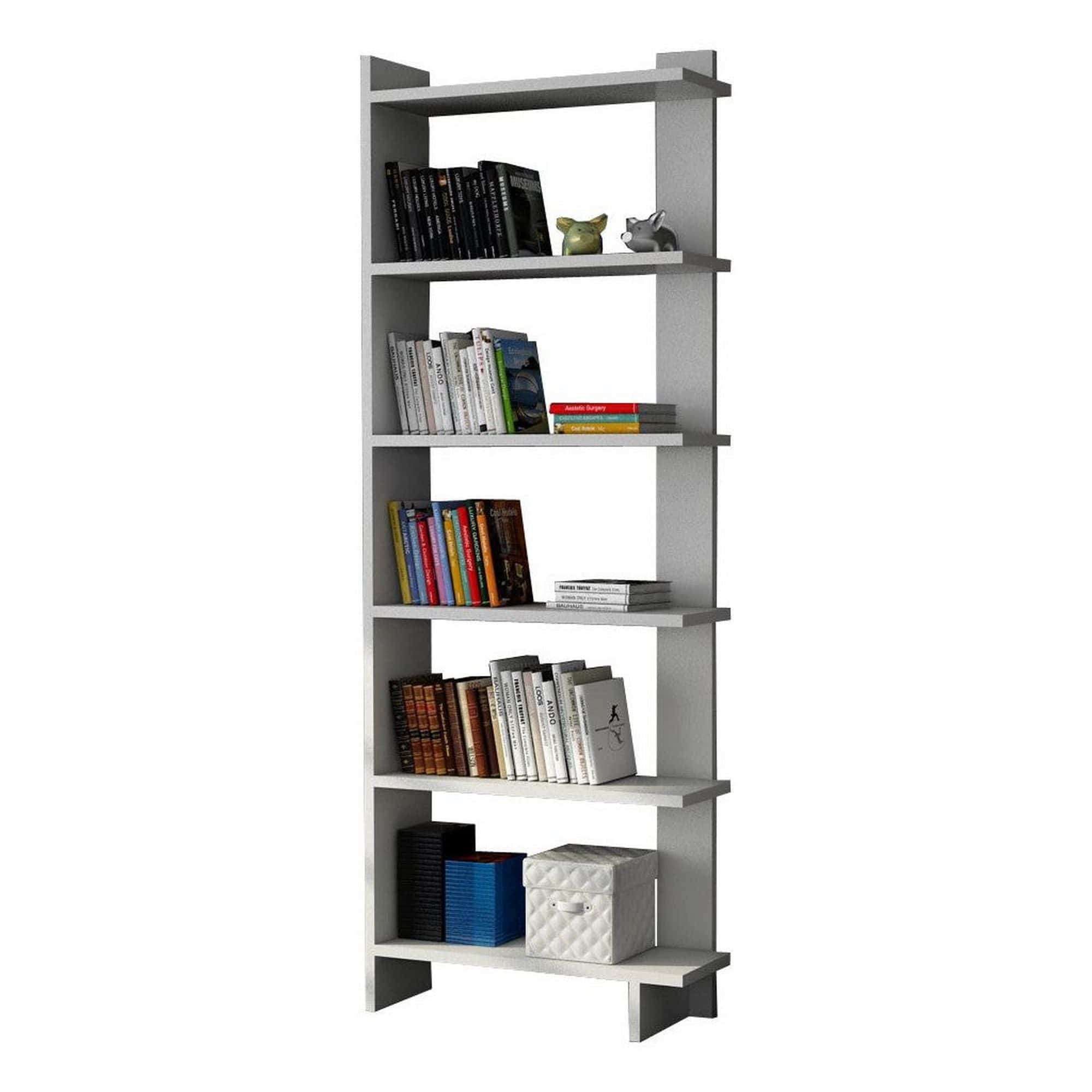 Biblioteca ORDER, alb, PAL melaminat, 47x21x170 cm