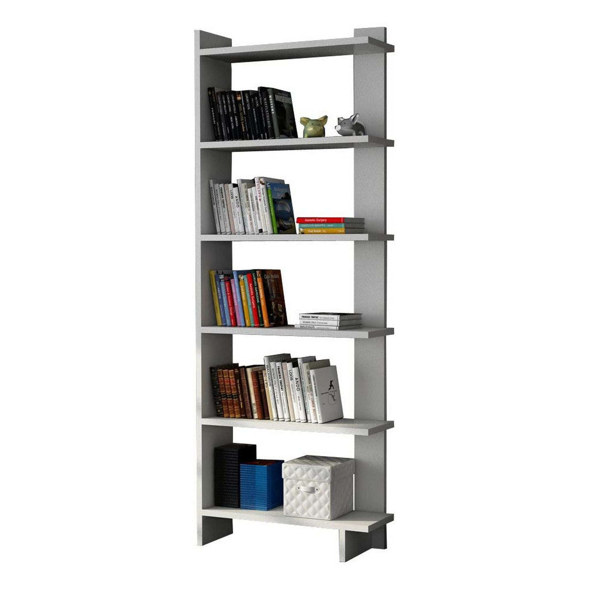 Biblioteca ORDER, alb, PAL melaminat, 47x21x170 cm