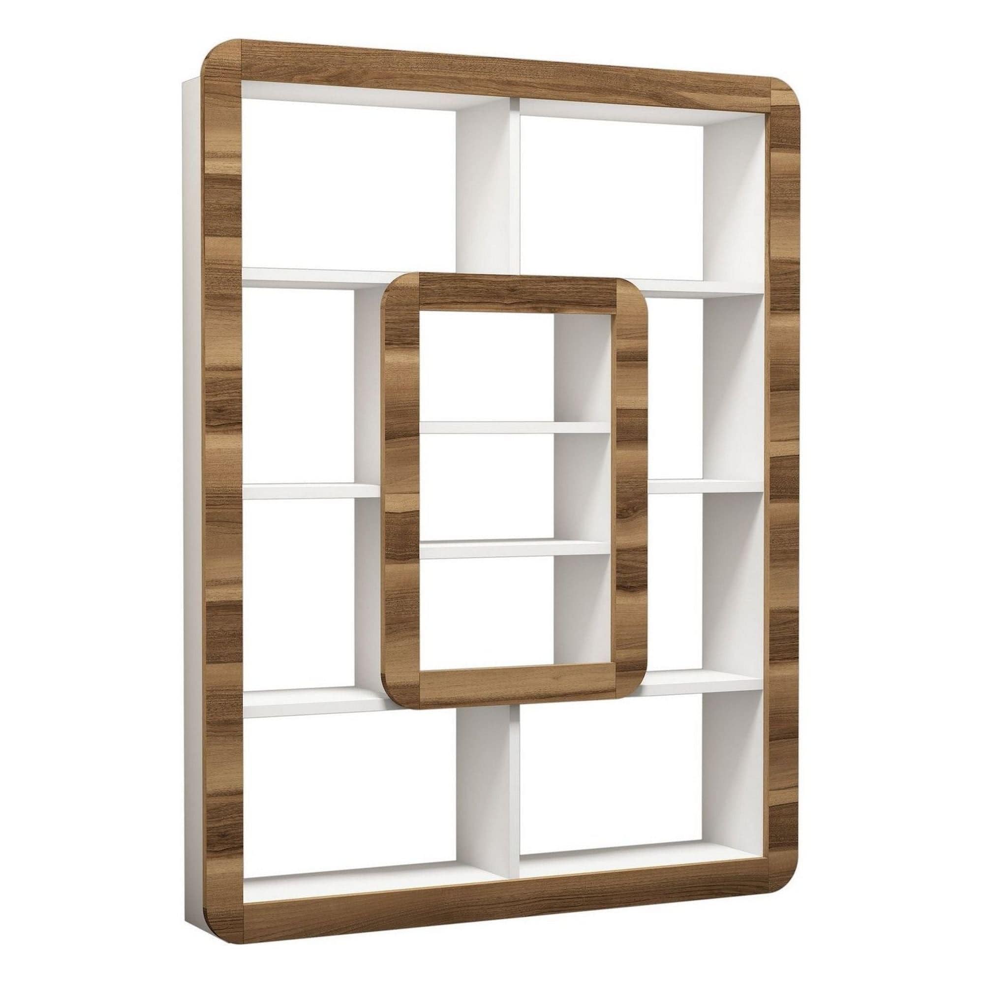 Biblioteca ORKIDE, alb/nuc, PAL melaminat, 108x22x140 cm