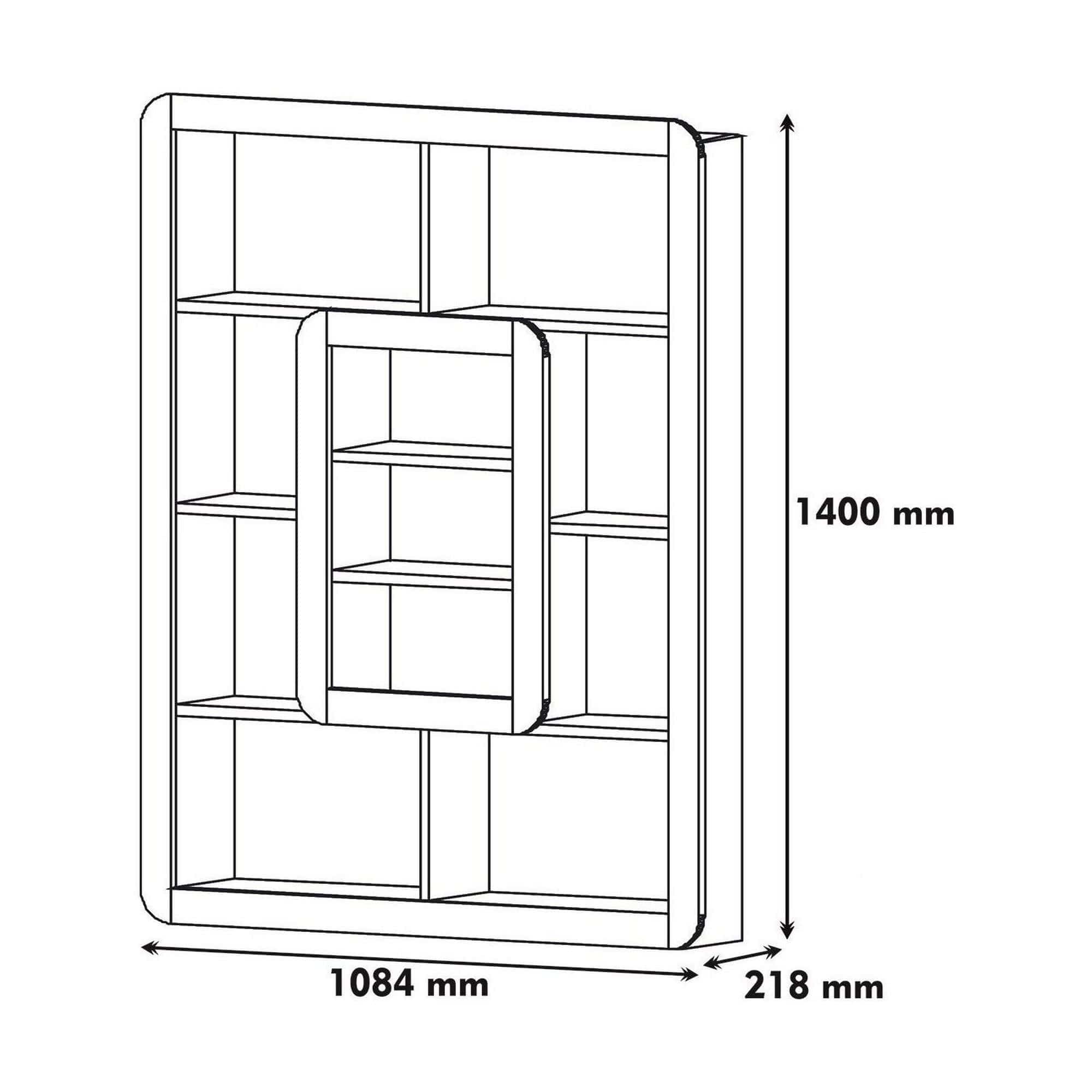 Biblioteca ORKIDE, alb/nuc, PAL melaminat, 108x22x140 cm