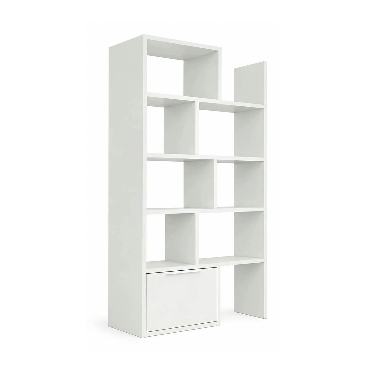 Biblioteca PACO, alb, PAL laminat, 74/130x29x188 cm