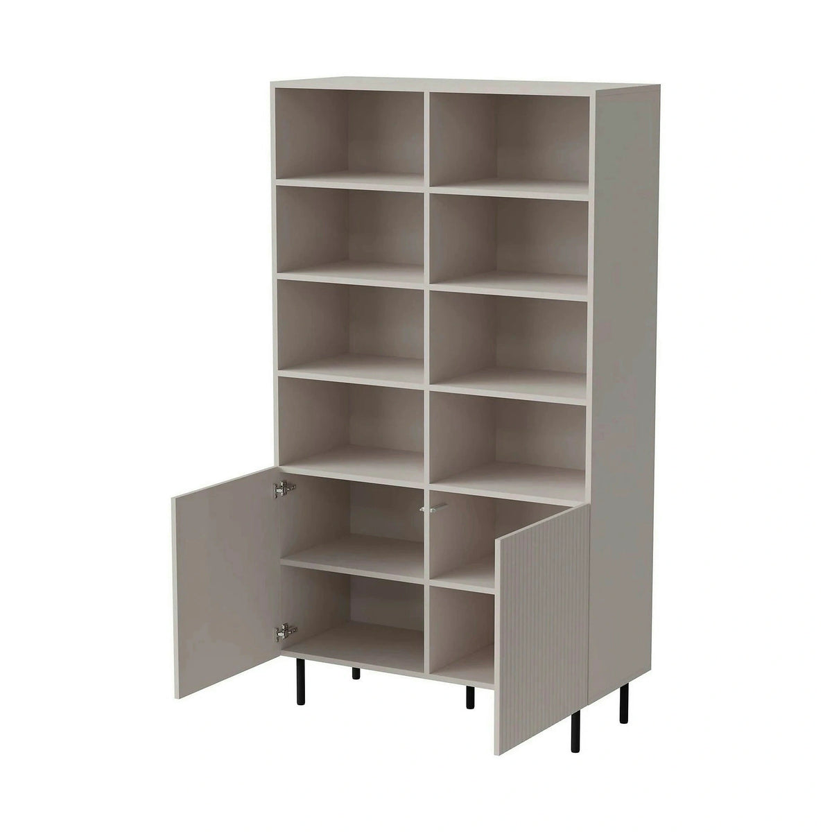 Biblioteca PAXOS REG-1, casmir/negru, PAL laminat/otel, 100x40x179 cm